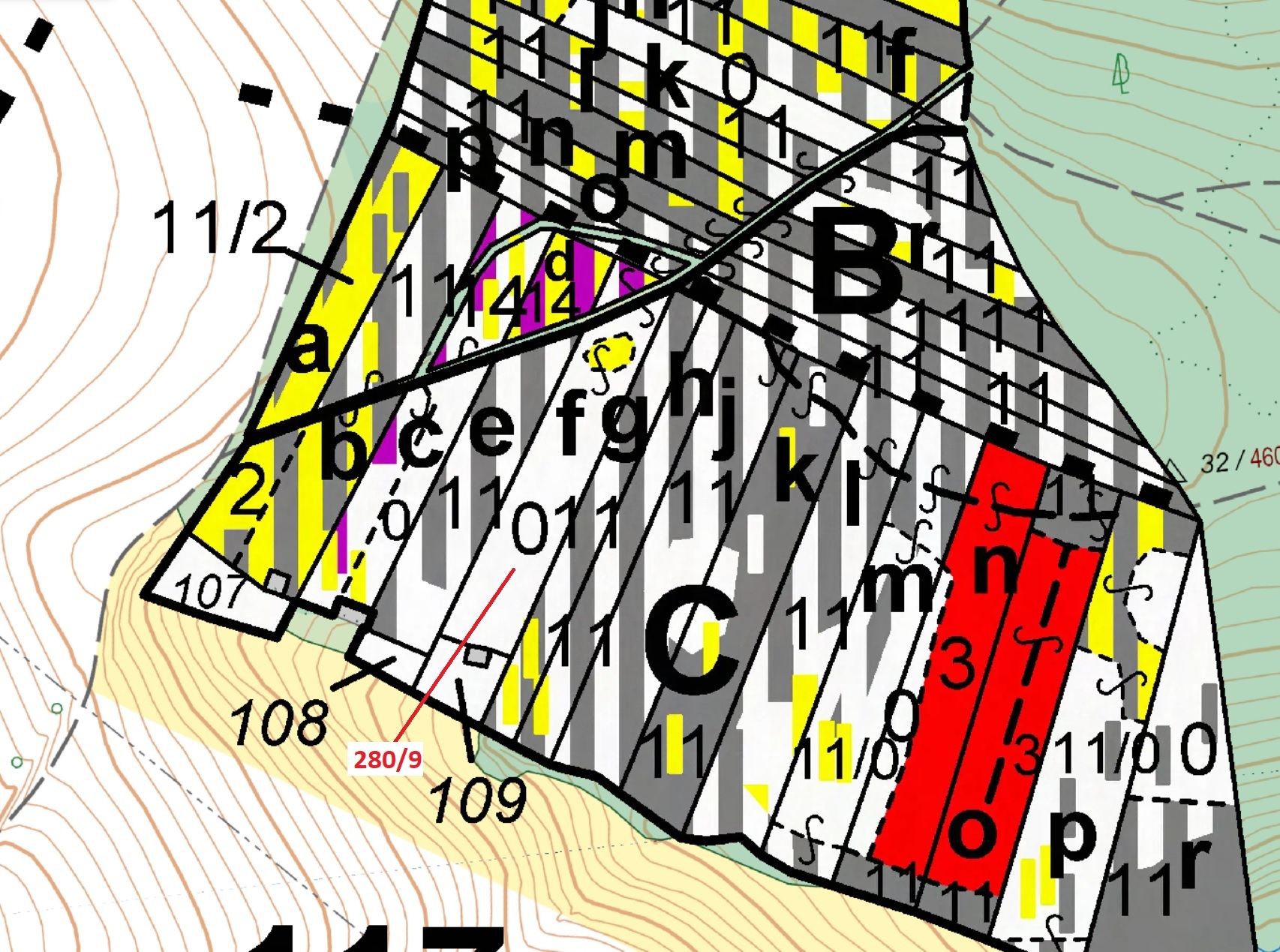 Lesní pozemek o výměře 3462 m2, podíl 1/1, k.ú. Lesní Hluboké, okres Brno-venkov