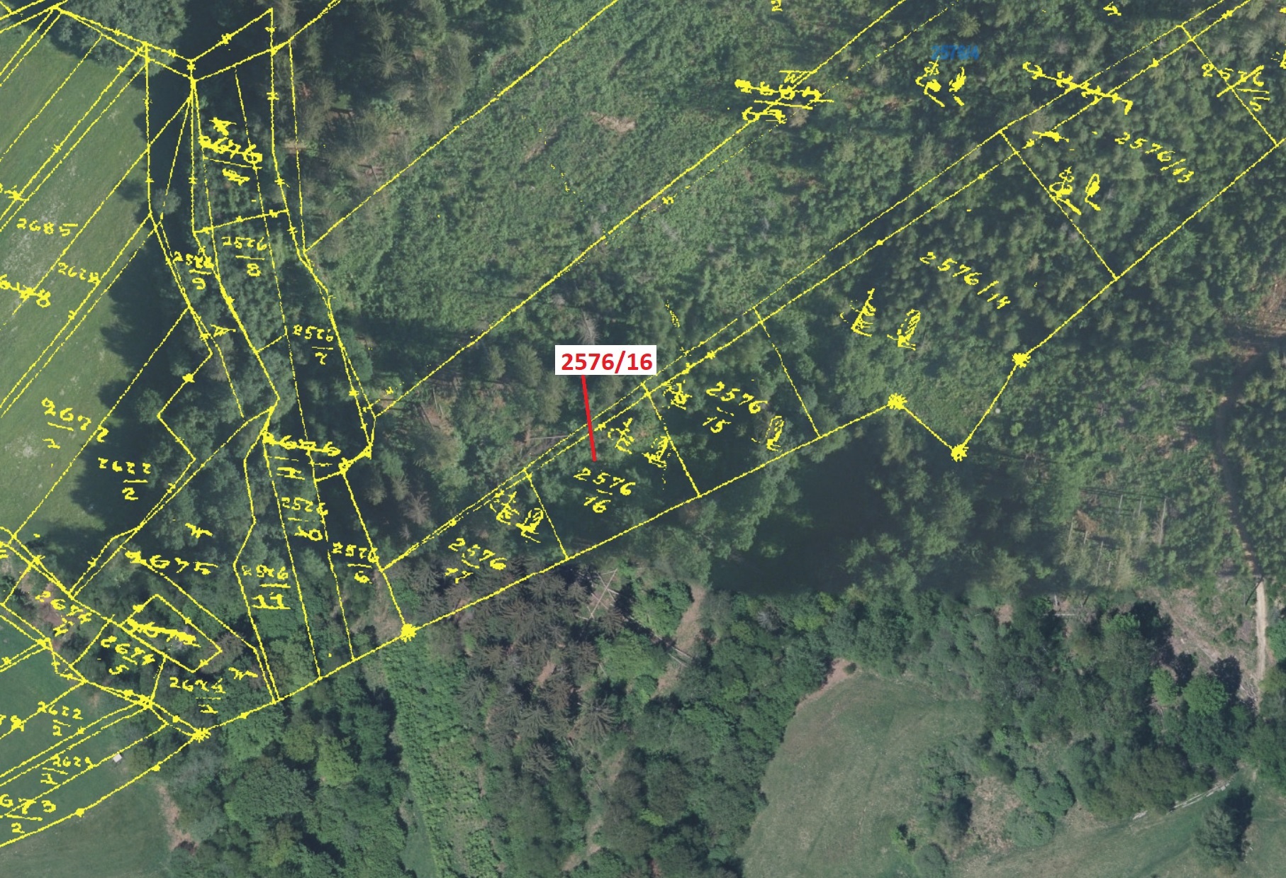 Lesní pozemek o výměře 1295 m2, podíl 1/1, k.ú. Písek u Jablunkova, okres Frýdek-Místek