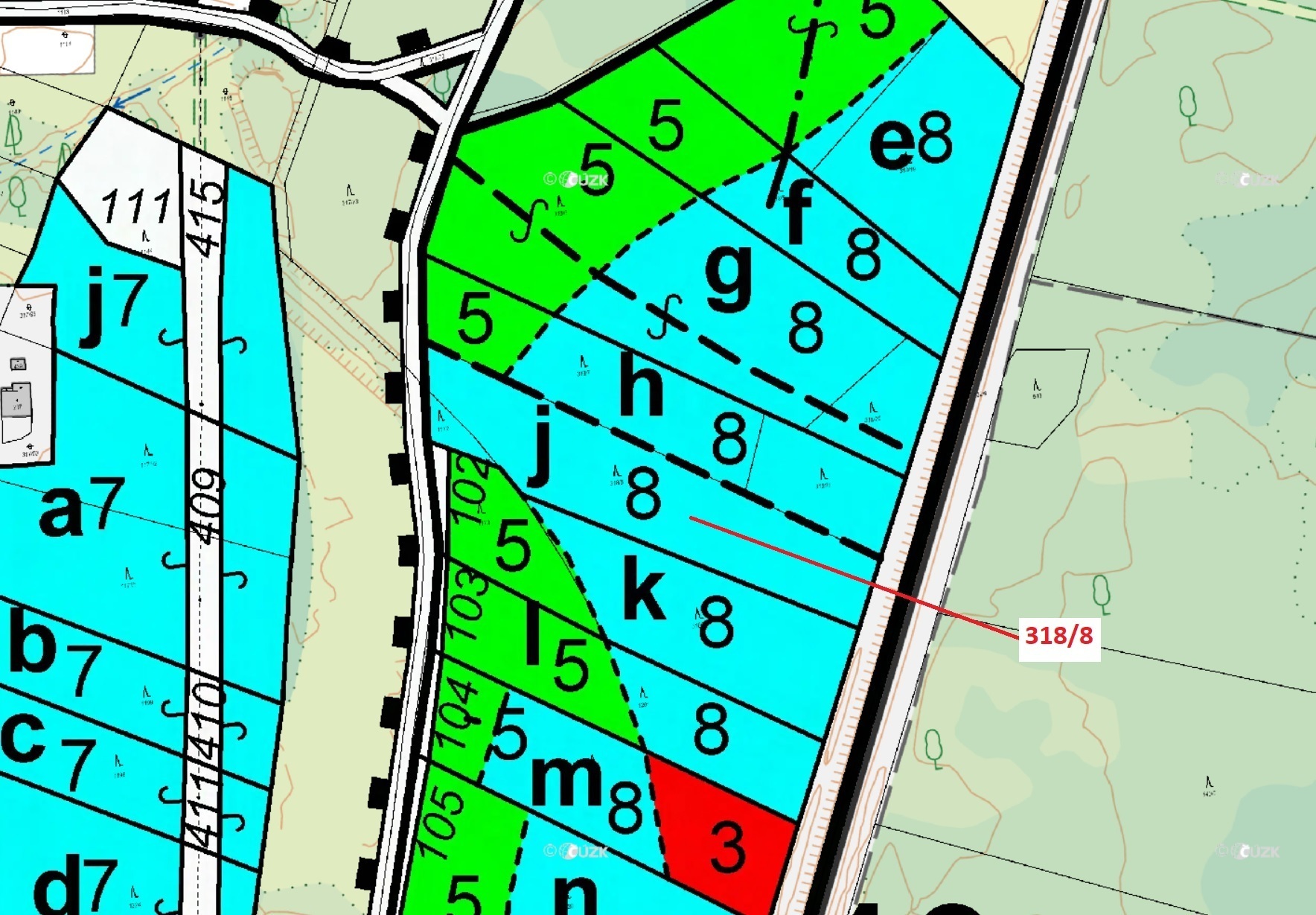 Lesní pozemek o výměře 5 317 m2, podíl 1/1, k.ú. Čeperka, okres Pardubice