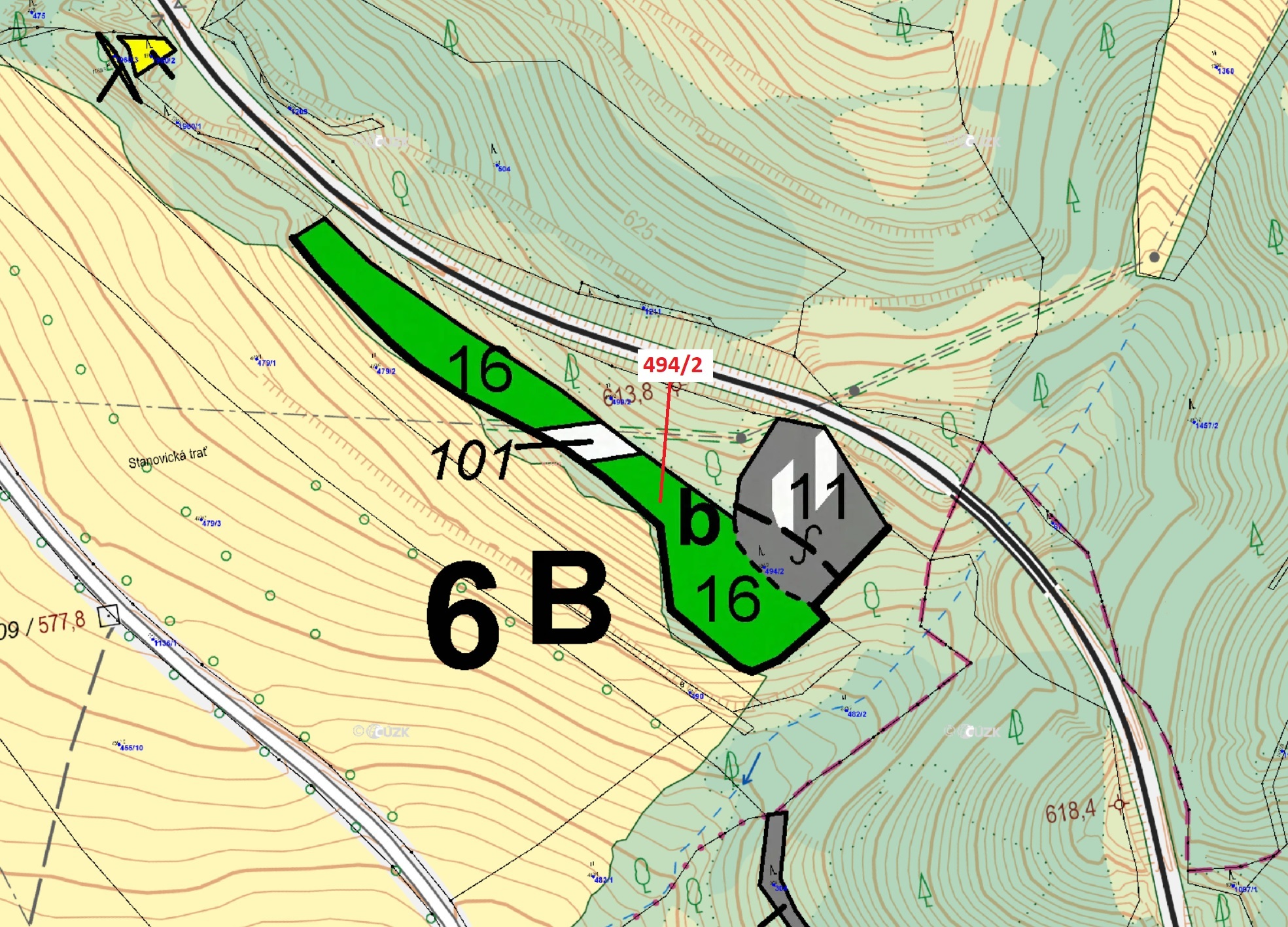 Lesní pozemek o výměře 9746 m2, podíl 1/1, k.ú. Úšovice, okres Cheb