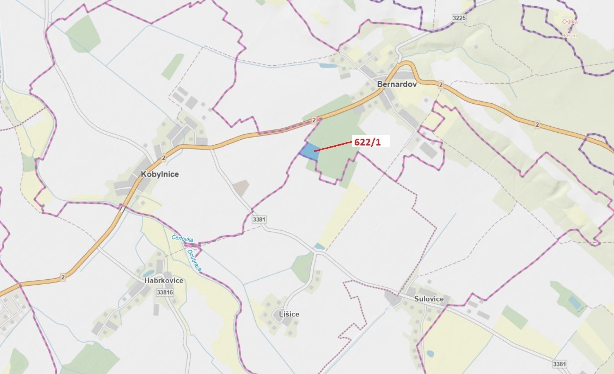 Lesní pozemek o výměře 12 017 m2, podíl 1/1, k.ú. Bernardov, okres Kutná Hora