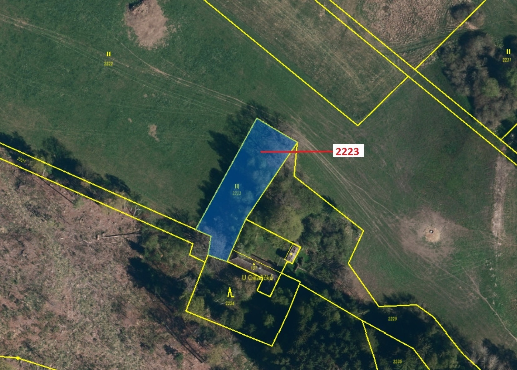 Trvalý travní porost o výměře 1028 m2, podíl 1/1, k.ú. Dudín, okres Jihlava