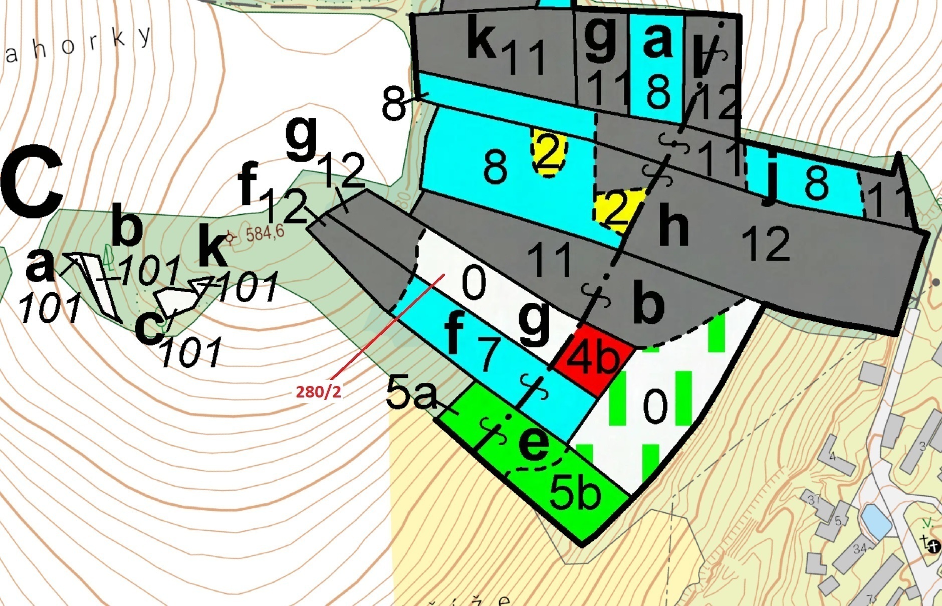 Lesní pozemek o výměře 4 872 m2, podíl 1/1, k.ú. Kovčín, okres Klatovy