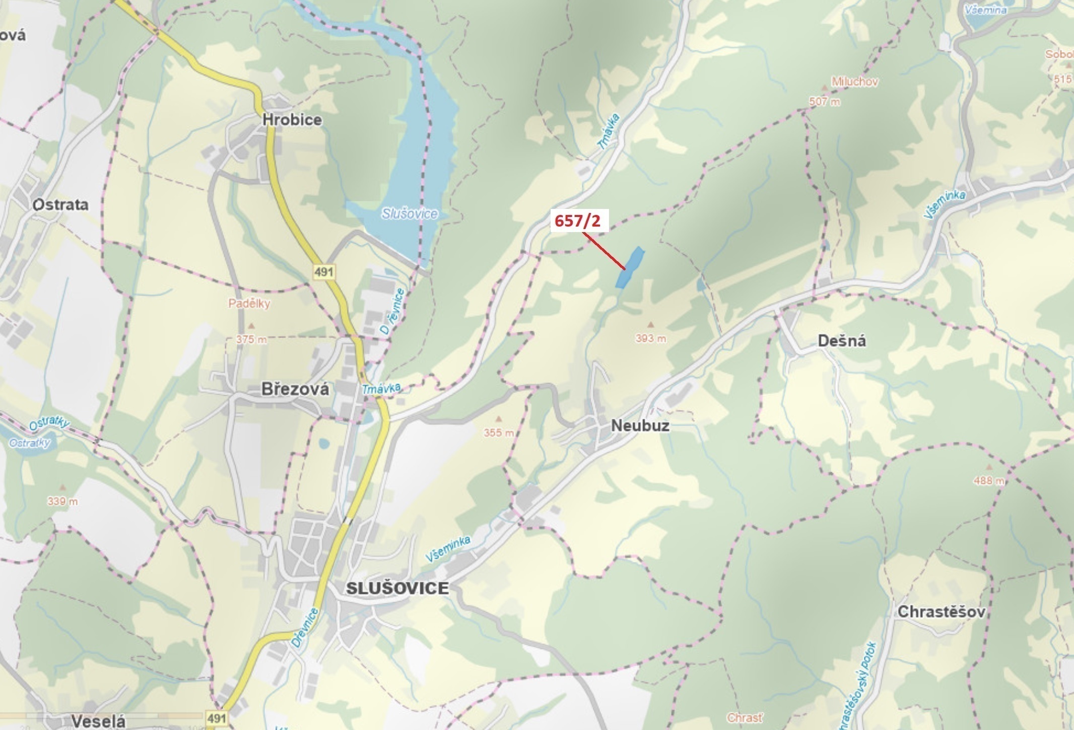 Lesní pozemek o výměře 22 874 m2, podíl 1/1, k.ú. Neubuz, okres Zlín