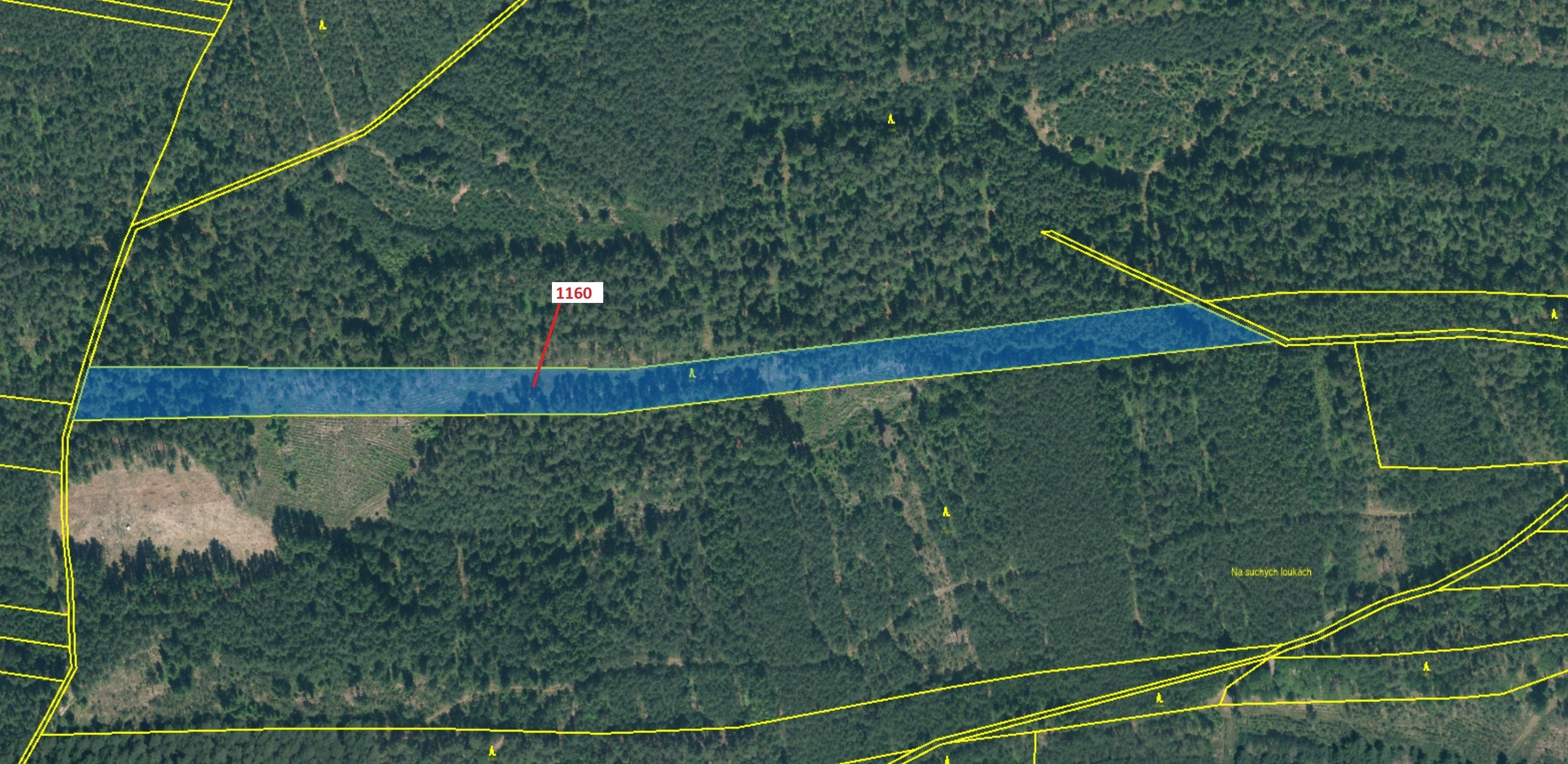 Lesní pozemek o výměře 12 984 m2, podíl 1/1, k.ú. Podbořánky, okres Rakovník