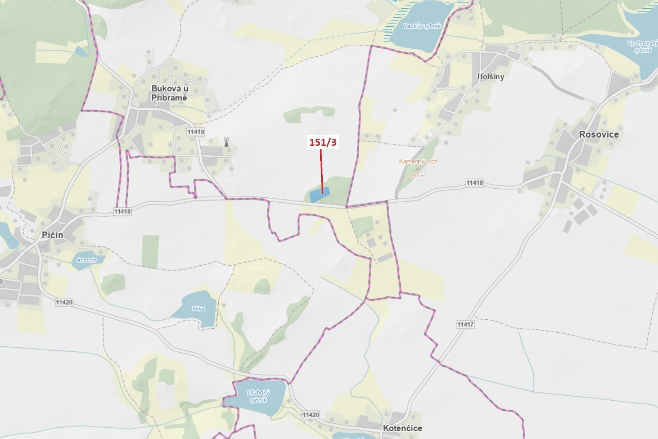 Lesní pozemek o výměře 9 307 m2, podíl 1/1, k.ú. Buková u Příbramě, okres Příbram
