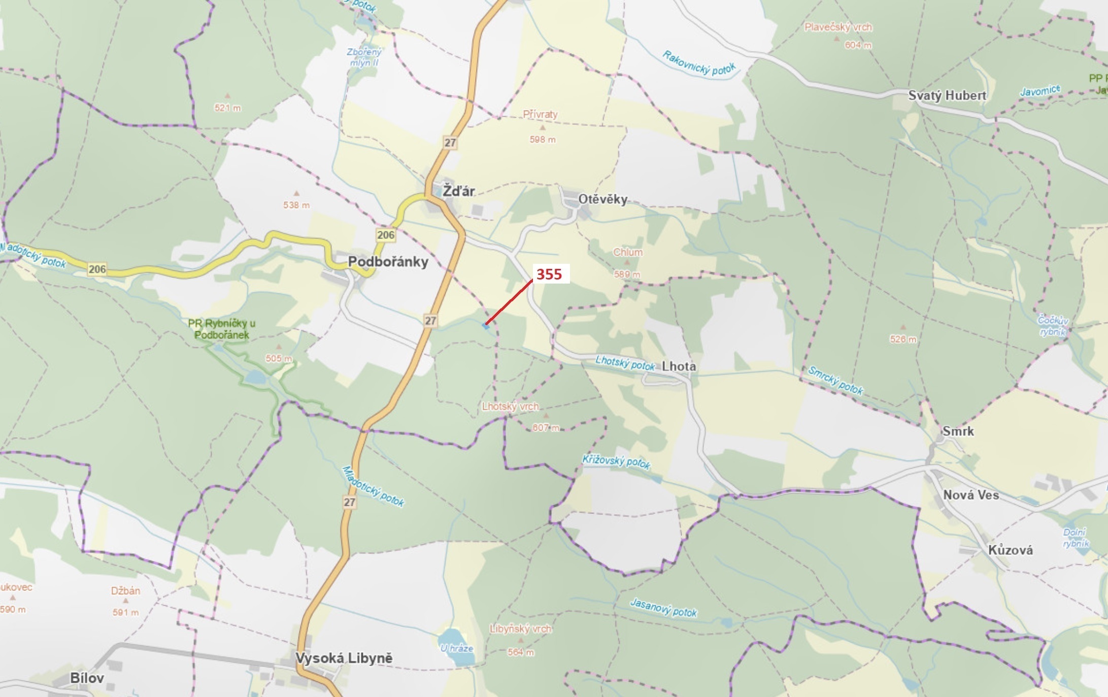Lesní pozemek o výměře 1 924 m2, podíl 1/1, k.ú. Podbořánky, okres Rakovník