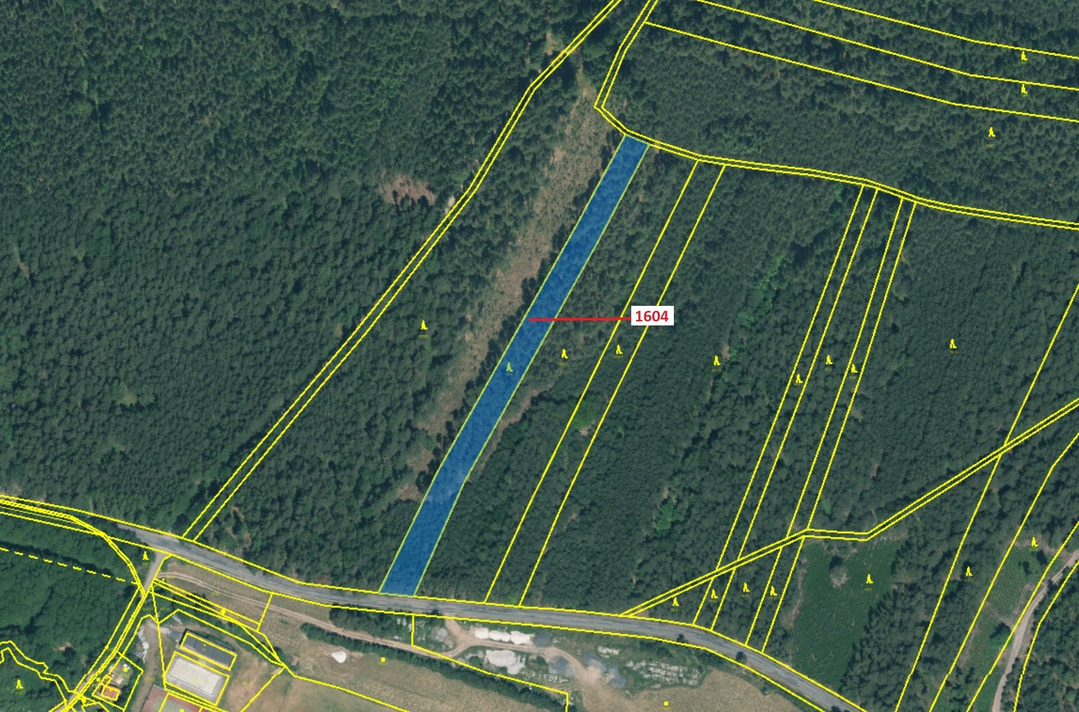 Lesní pozemek o výměře 4 076 m2, podíl 1/1, k.ú. Podbořánky, okres Rakovník