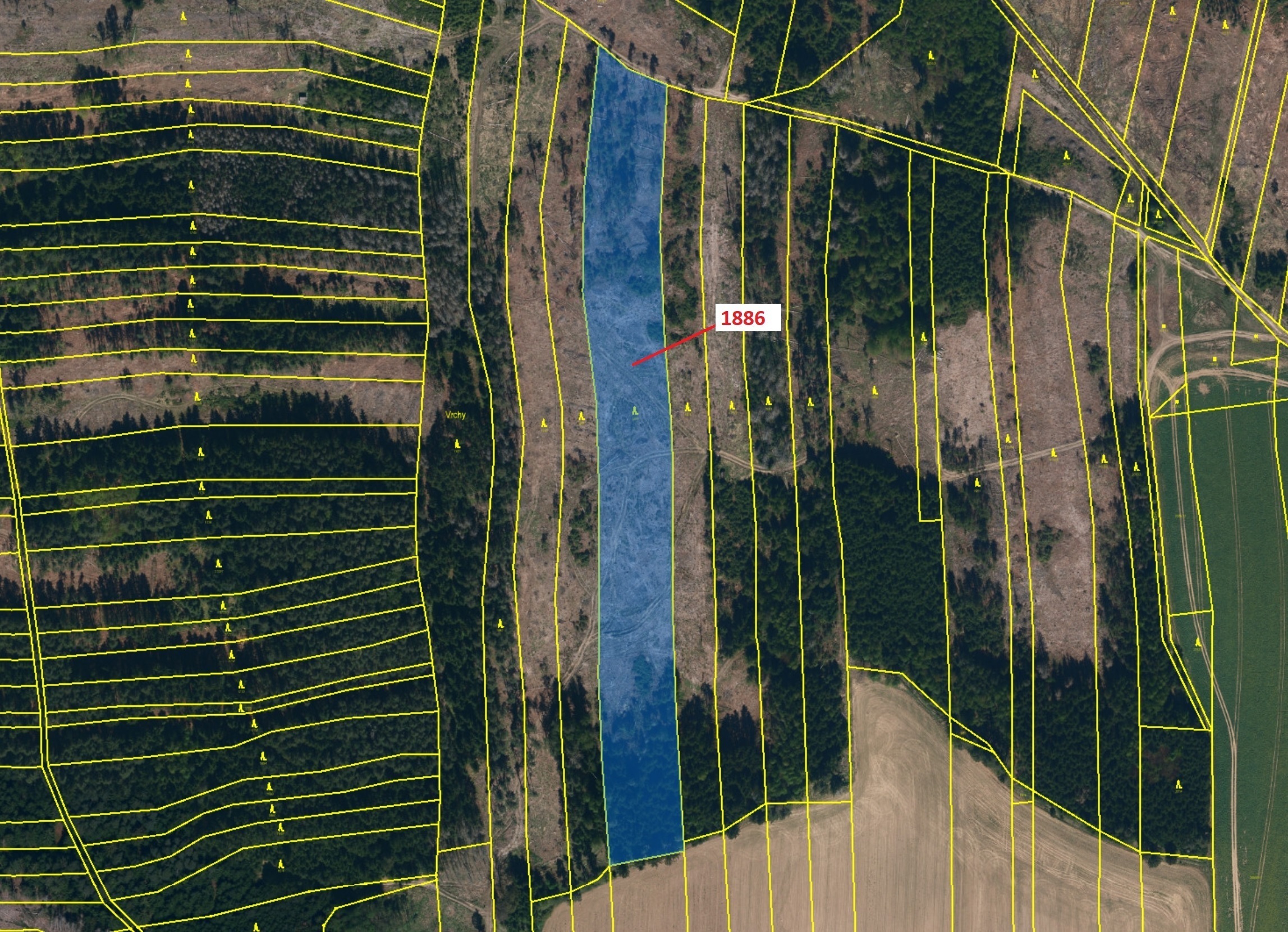 Lesní pozemek o výměře 19 314 m2, podíl 1/1, katastrální území Štítné, obec Žirovnice, obec s rozšíř