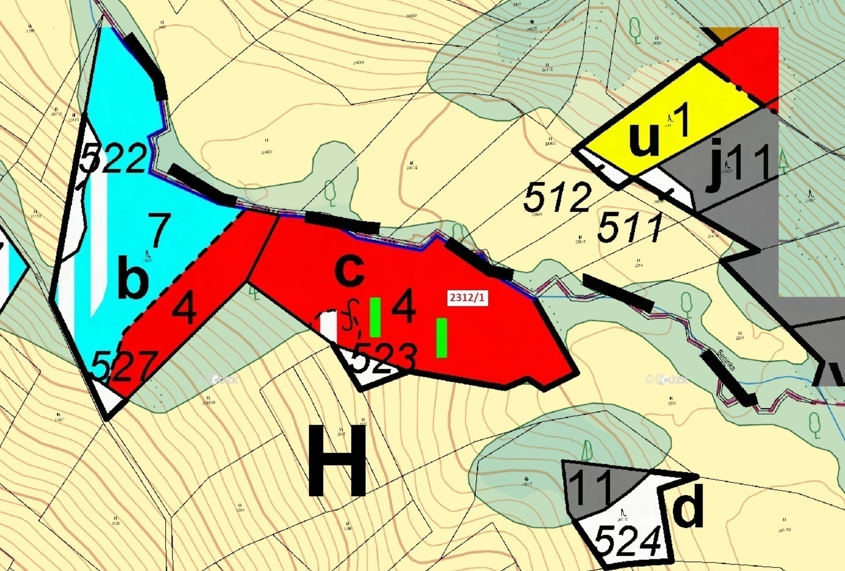 Lesní pozemek o výměře 10 526 m2, podíl 1/1, katastrální území Lačnov, obec Lačnov, obec s rozšířeno