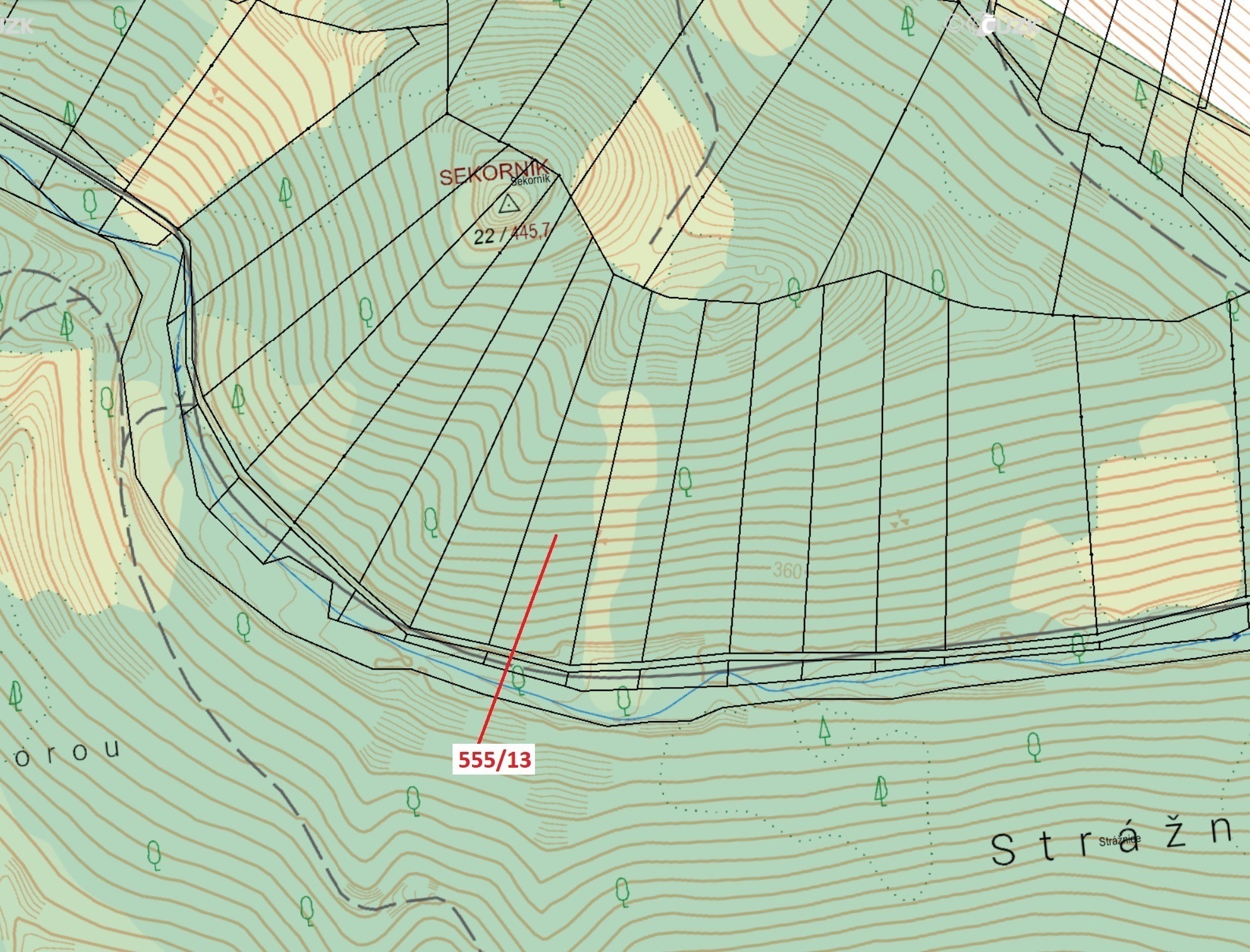 Lesní pozemek o výměře 5 798 m2, podíl 1/1, katastrální území Vranová Lhota, obec Vranová Lhota, obe