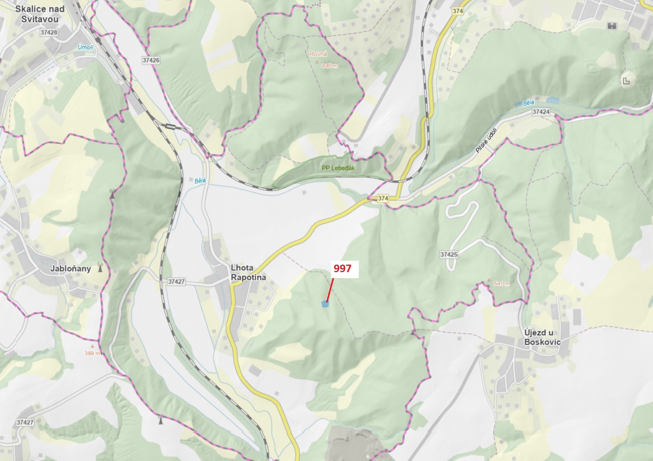 Lesní pozemek o výměře 1938 m2, podíl 1/1, katastrální území Lhota Rapotina, obec Lhota Rapotina, ob