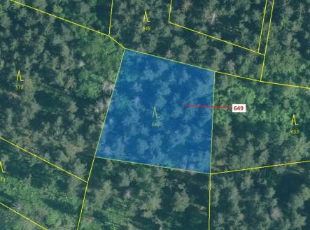 Prodej - pozemek, les, 1 722 m²