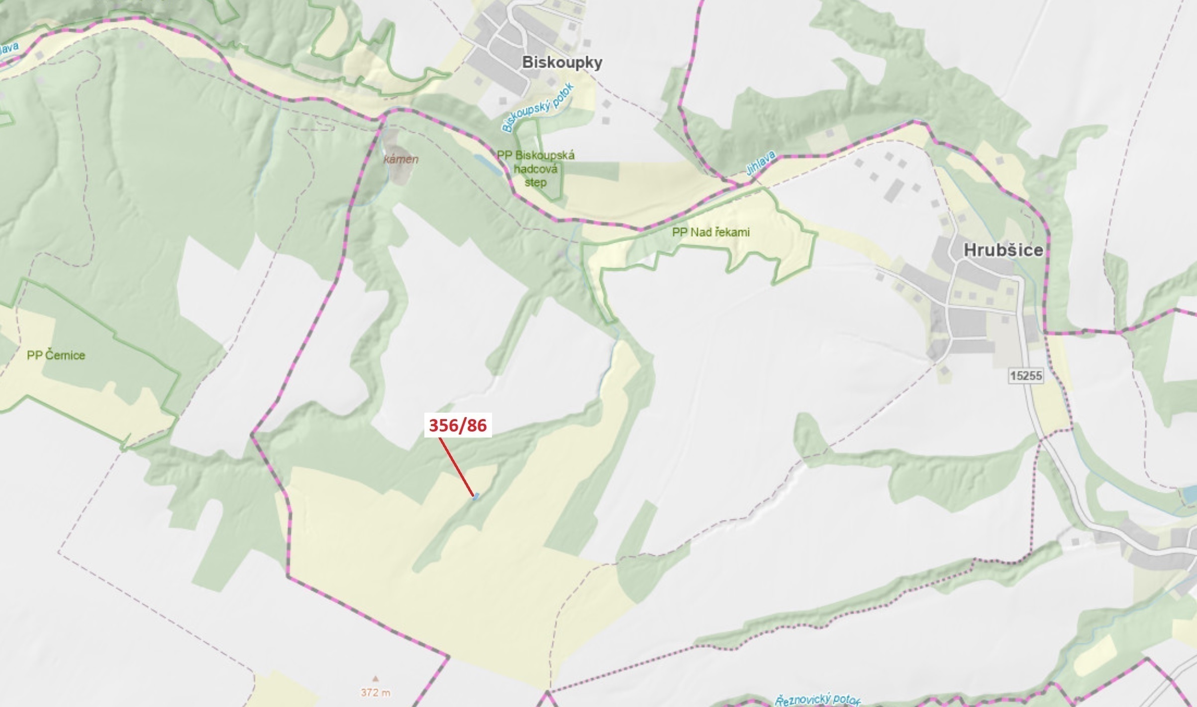 Trvalý travní porost o výměře 252 m2, podíl 1/1, katastrální území Hrubšice, obec Ivančice, obec s r