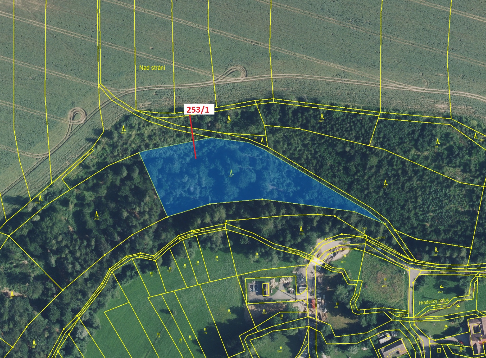 Lesní pozemek o výměře 7264 m2, podíl 1/1, katastrální území Mokrá Lhota, obec Nové Hrady, obec s ro