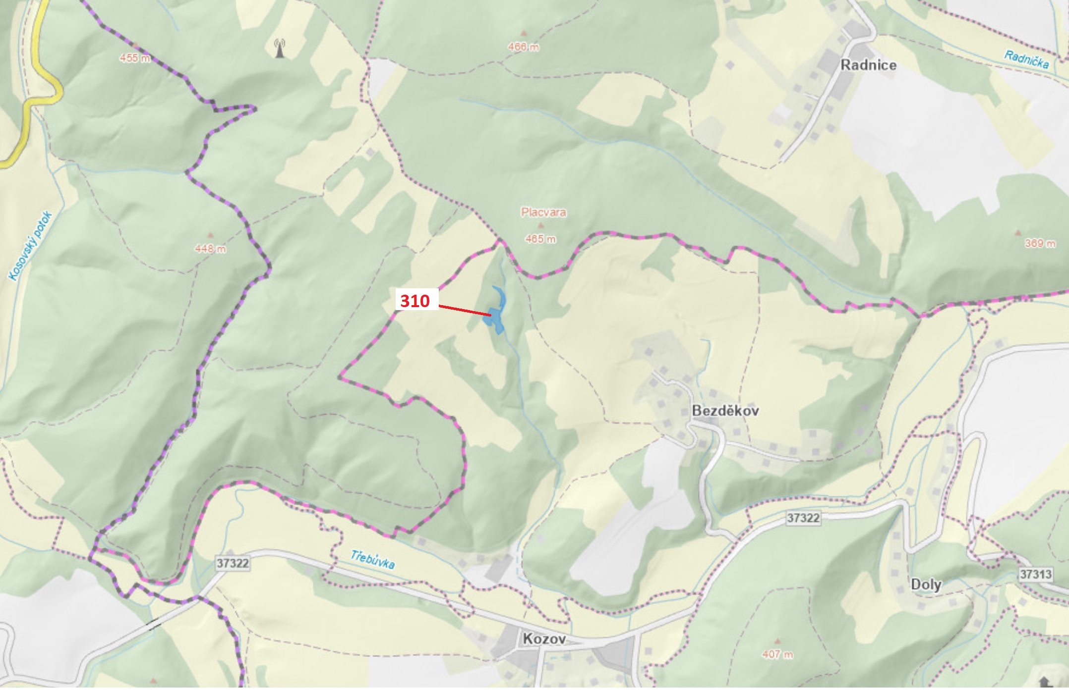 Trvalý travní porost o výměře 4766 m2, podíl 1/1, katastrální území Bezděkov nad Třebůvkou, obec Bou