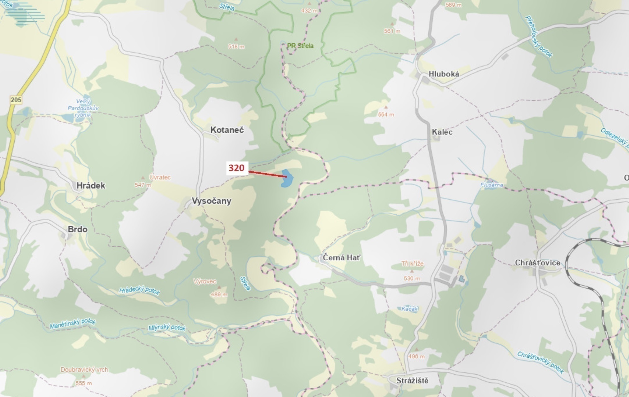 Lesní pozemek o výměře 25 896 m2, podíl 1/1, katastrální území Vysočany u Manětína, obec Manětín, ob