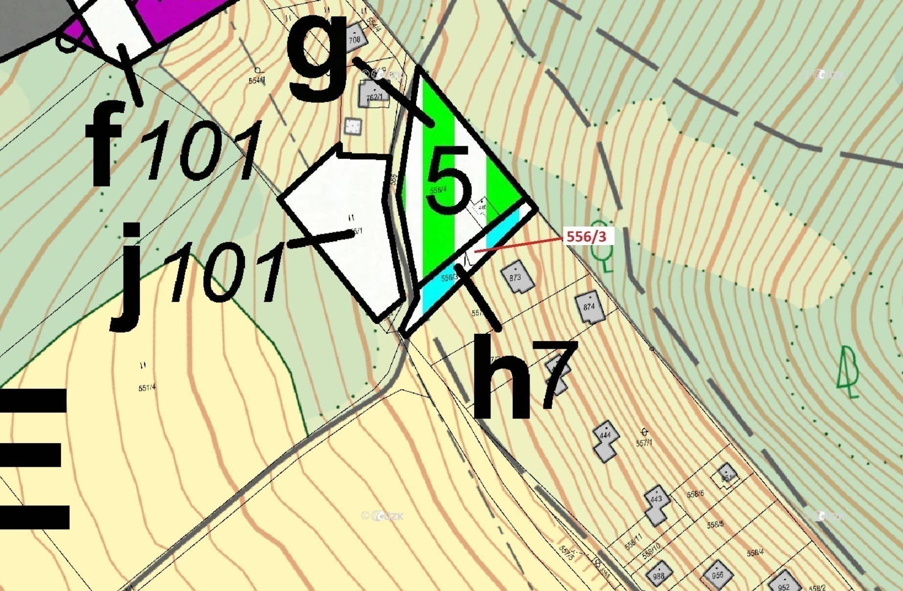Lesní pozemek o výměře 326 m2, podíl 1/1, katastrální území Sýkořice, obec Sýkořice, obec s rozšířen