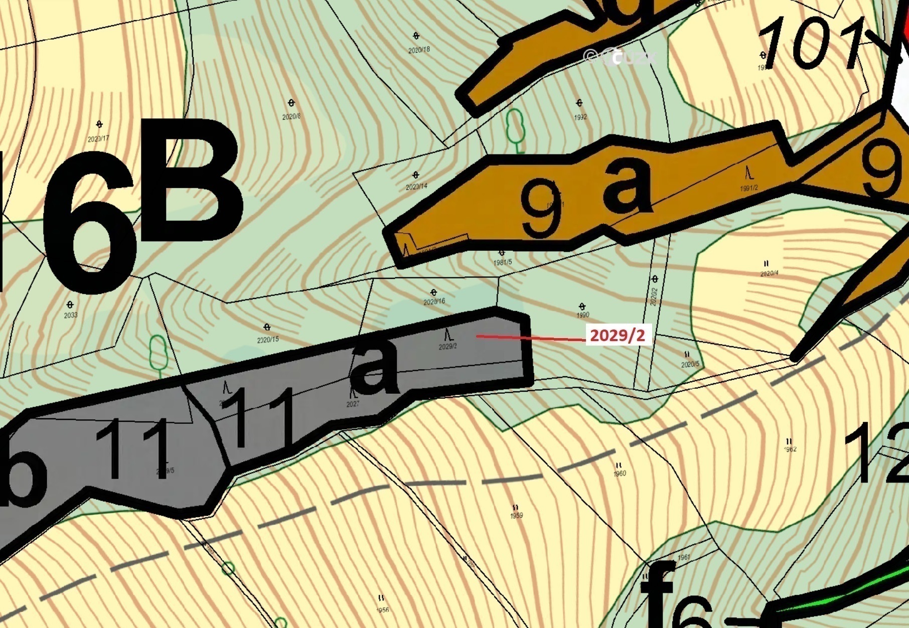 Lesní pozemek o výměře 788 m2, podíl 1/1, katastrální území Hovězí, obec Hovězí, obec s rozšířenou p