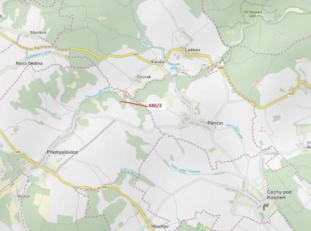 Prodej - pozemek, les, 1 381 m²