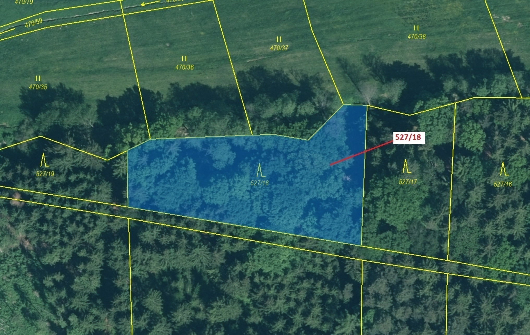 Lesní pozemek o výměře 2071 m2, podíl 1/1, katastrální území Stehlovice, obec Stehlovice, obec s roz