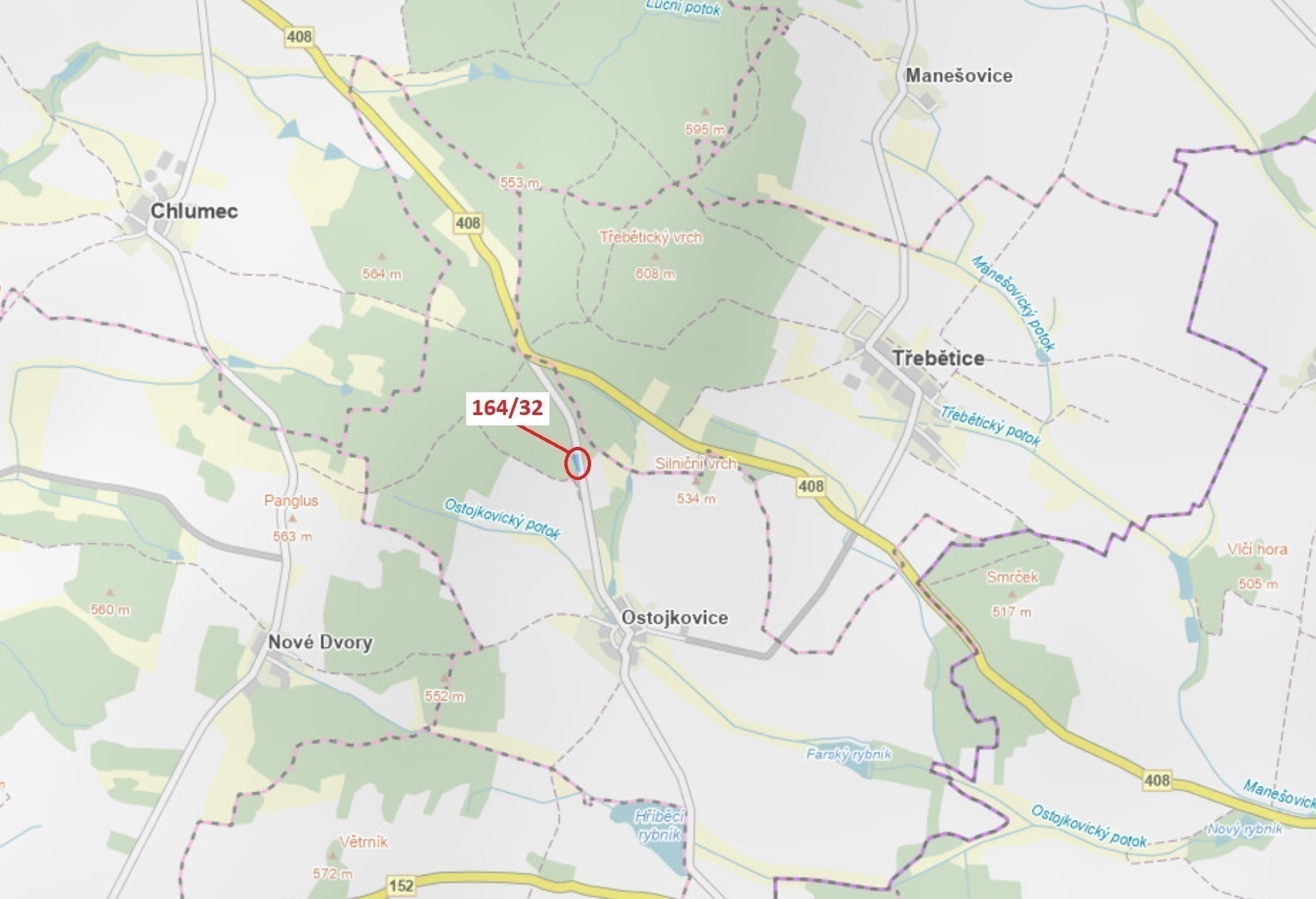 Lesní pozemek o výměře 1817 m2, podíl 1/1, katastrální území Ostojkovice, obec Budíškovice, obec s r