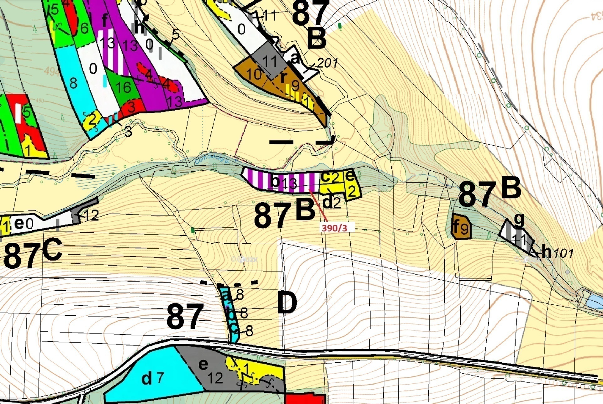 Lesní pozemek o výměře 1011 m2, podíl 1/1, katastrální území Tříklasovice, obec Psárov, obec s rozší