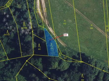 Prodej - pozemek, les, 297 m²