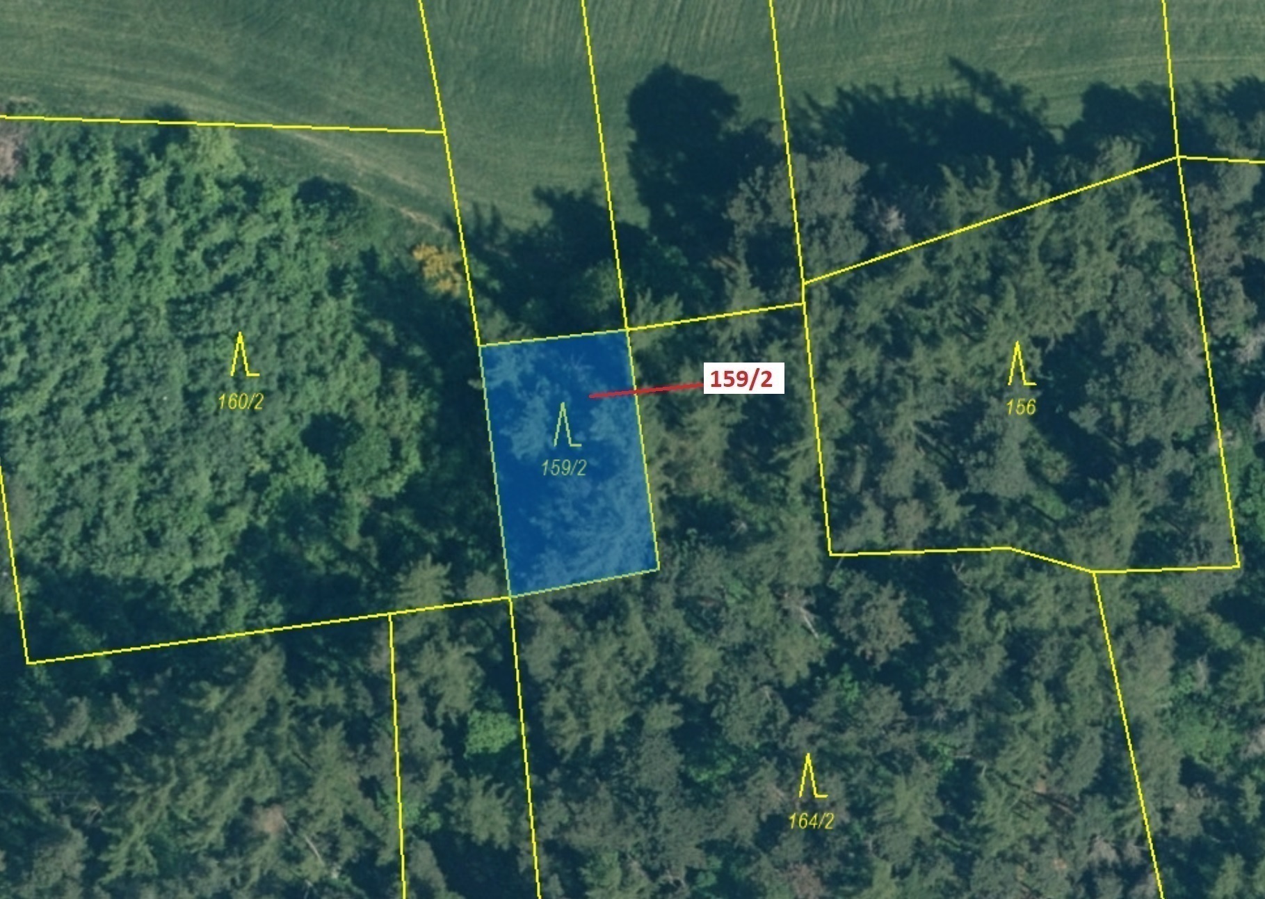 Lesní pozemek o výměře 362 m2, podíl 1/1, katastrální území Kovčín, obec Kovčín, obec s rozšířenou p