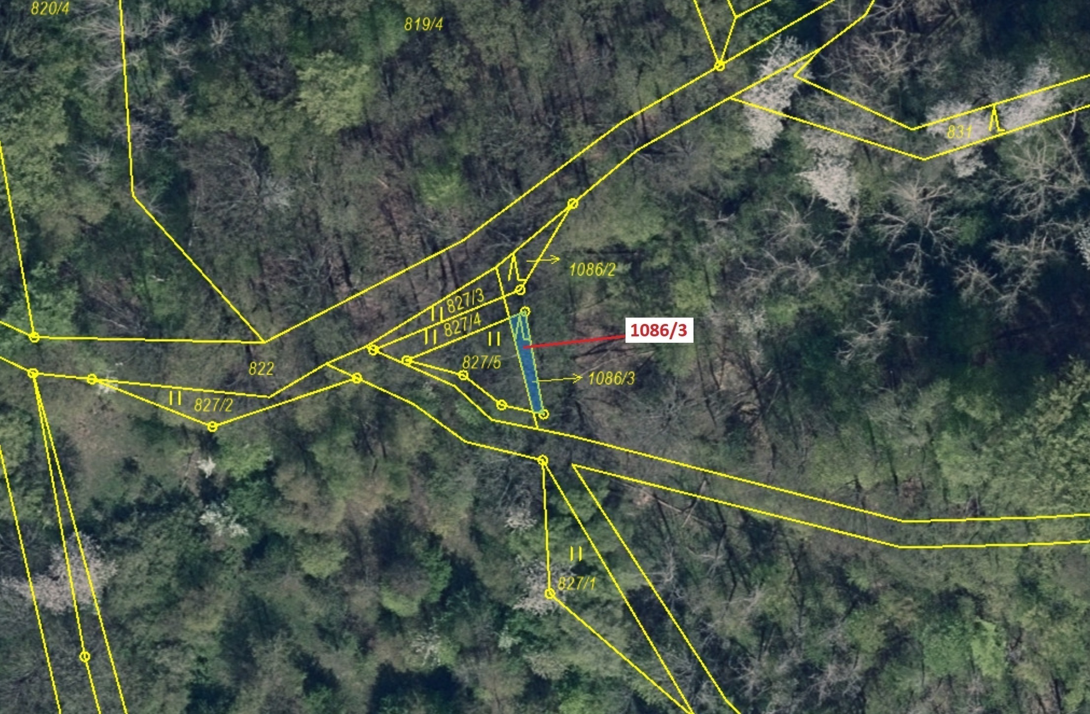 Lesní pozemek o výměře 18 m2, podíl  9/10, katastrální území Zubrnice, obec Zubrnice, obec s rozšíře
