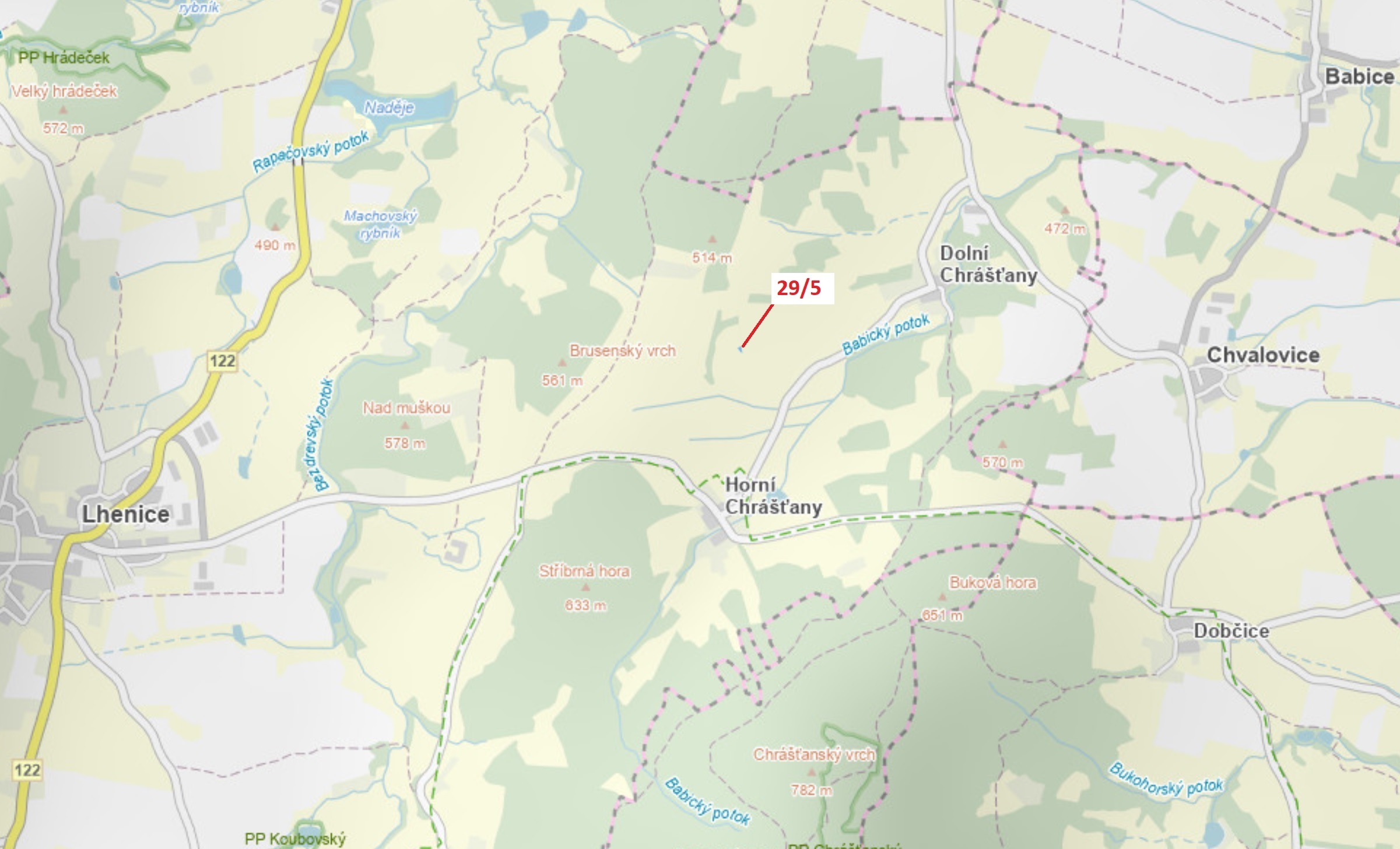 Orná půda o výměře 190 m2, podíl 1/1, katastrální území Horní Chrášťany, obec Lhenice, obec s rozšíř