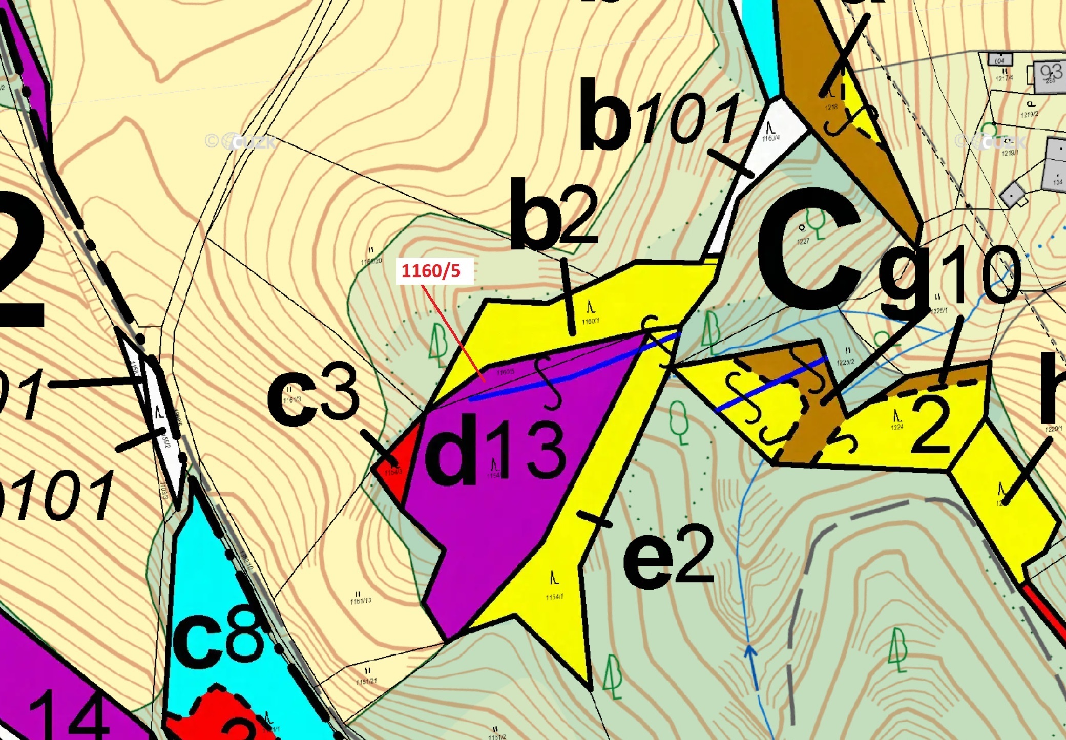 Lesní pozemek o výměře 282 m2, podíl 1/1, katastrální území Kunčice u Letohradu, obec Letohrad, obec