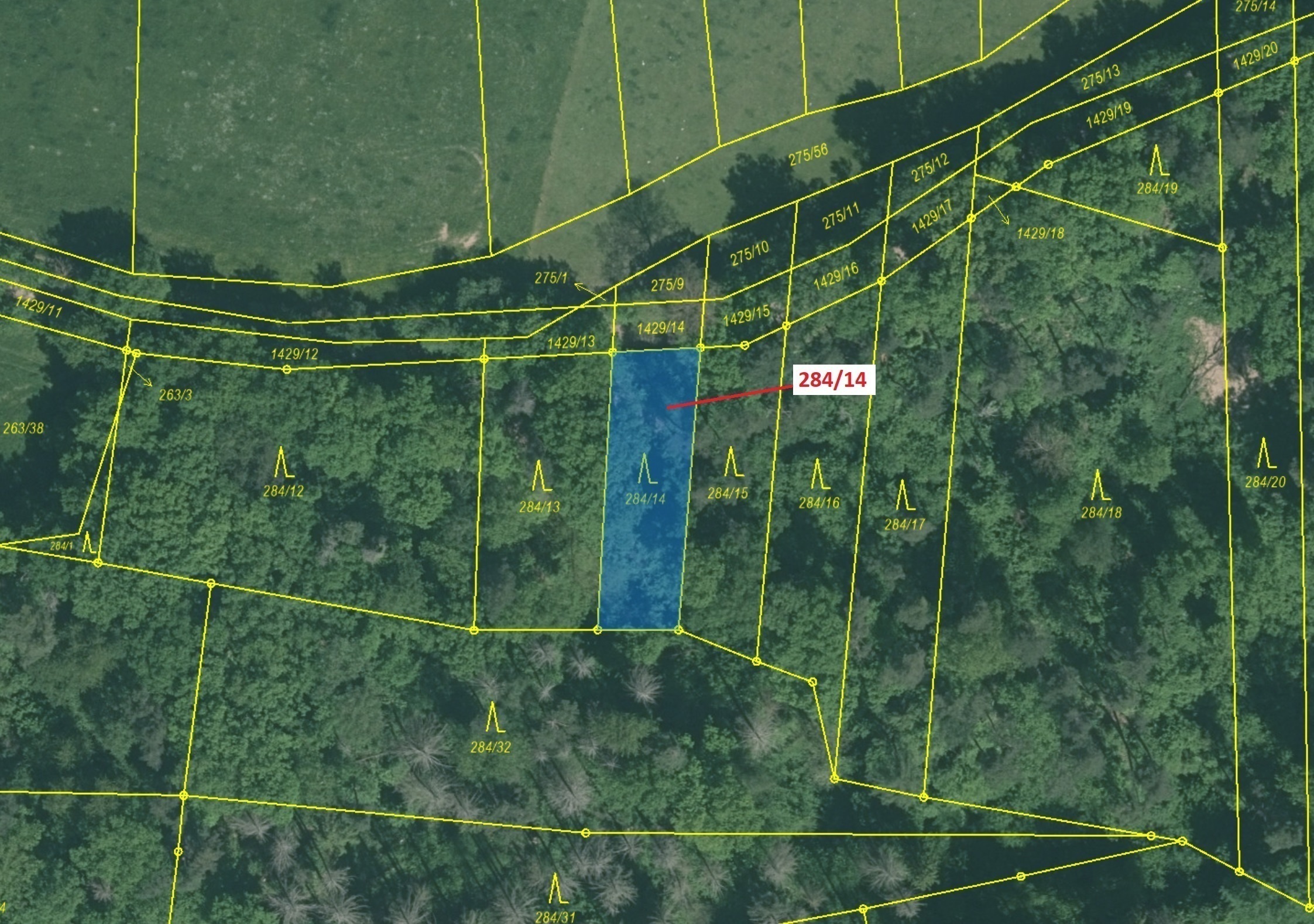 Lesní pozemek o výměře 441 m2, podíl 1/1, katastrální území Milavče, obec Milavče, obec s rozšířenou