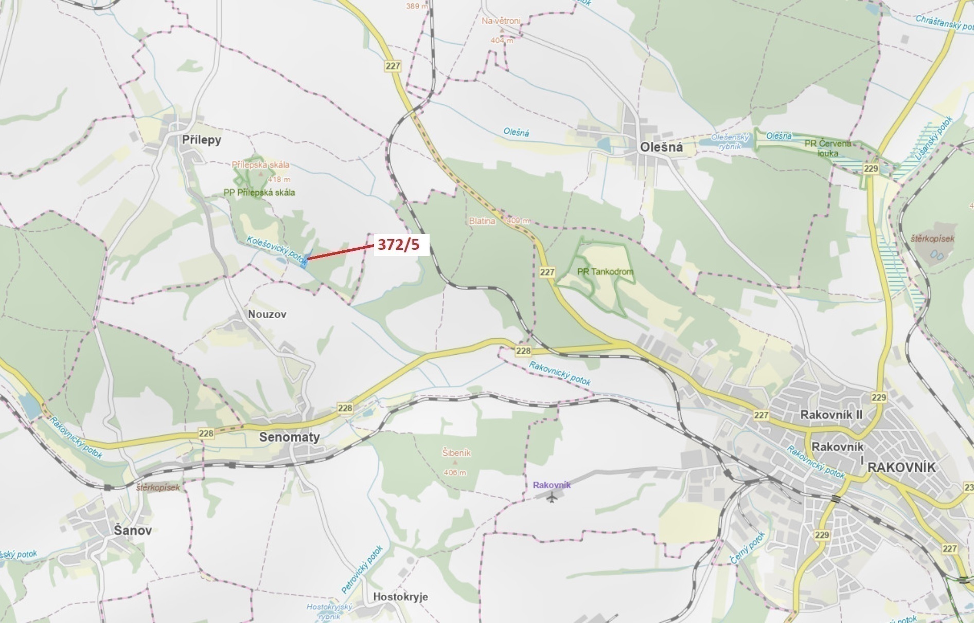 Lesní pozemek o výměře 7 060 m2, podíl 1/1, katastrální území Přílepy, obec Přílepy, obec s rozšířen