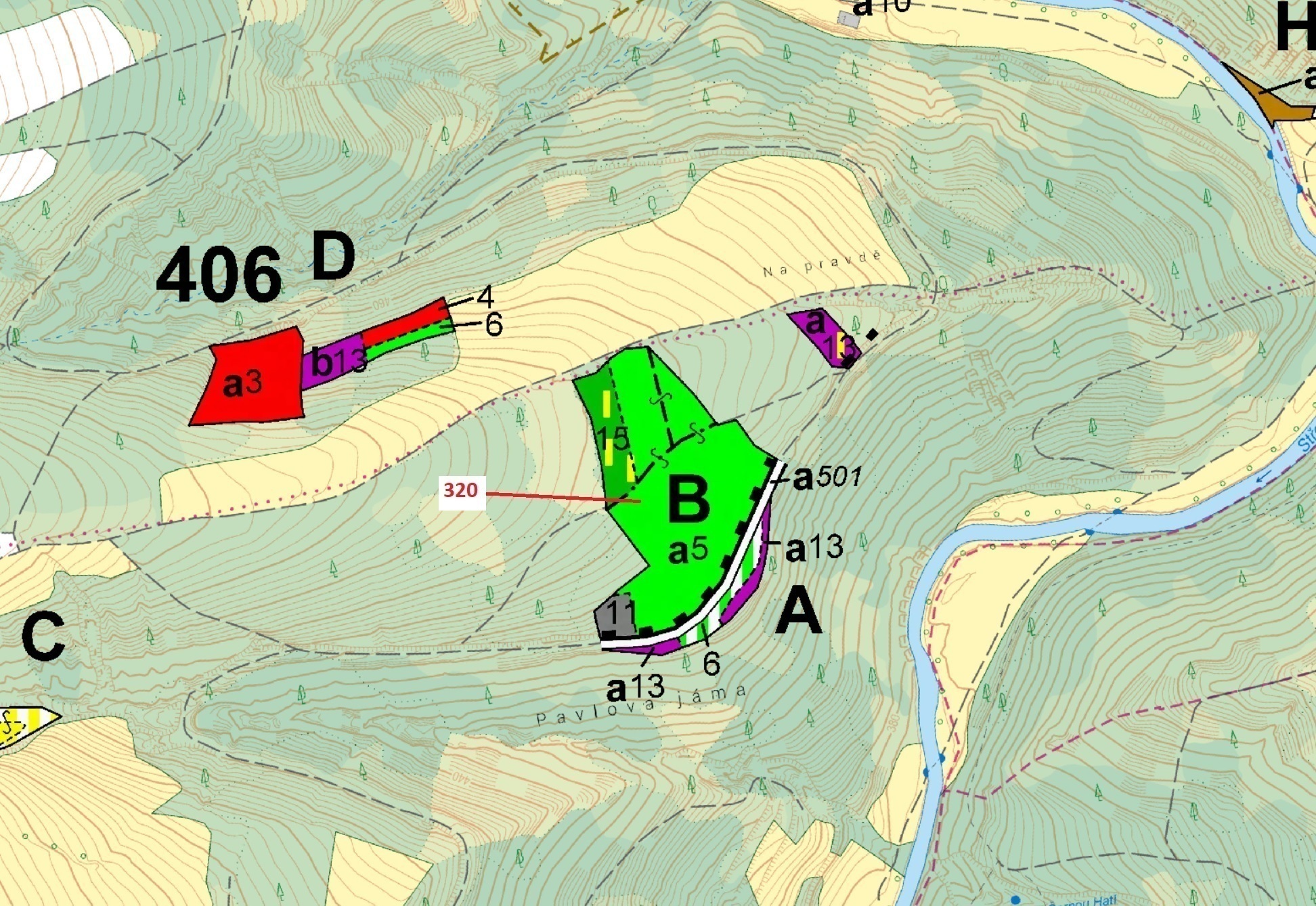 Lesní pozemek o výměře 25 896 m2, podíl 1/1, katastrální území Vysočany u Manětína, obec Manětín, ob