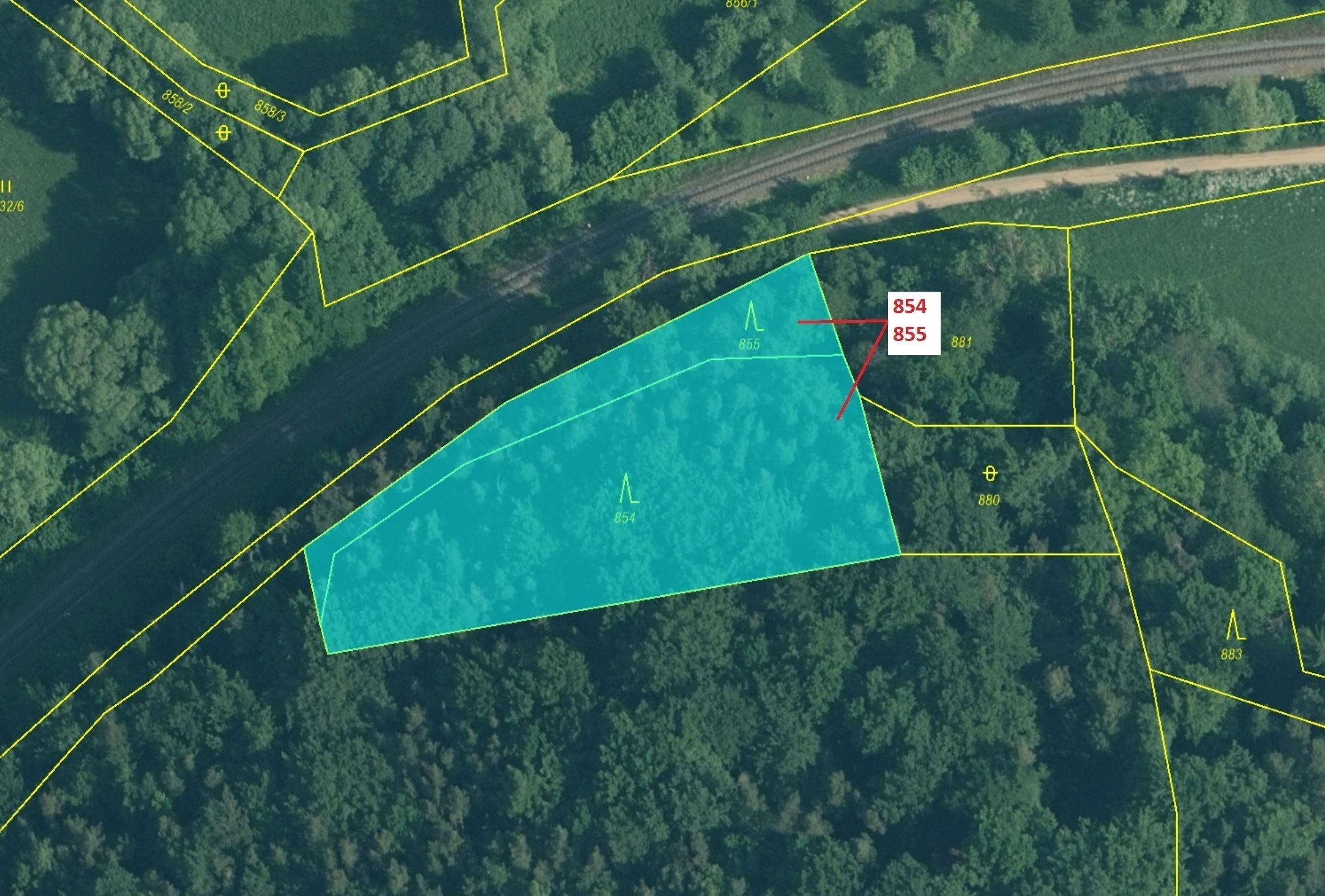 Lesní pozemky o výměře 2 561 m2, podíl 1/1, katastrální území Čepice, obec Rabí, obec s rozšířenou p