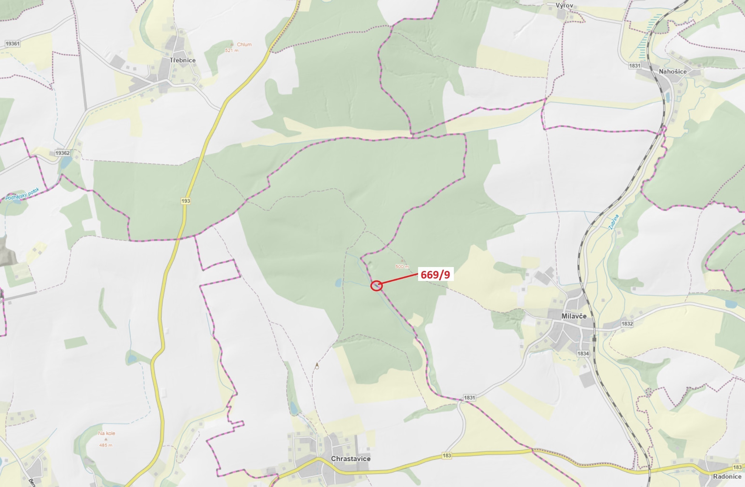 Lesní pozemek o výměře 32 m2, podíl 1/1, katastrální území Chrastavice, obec Chrastavice, obec s roz