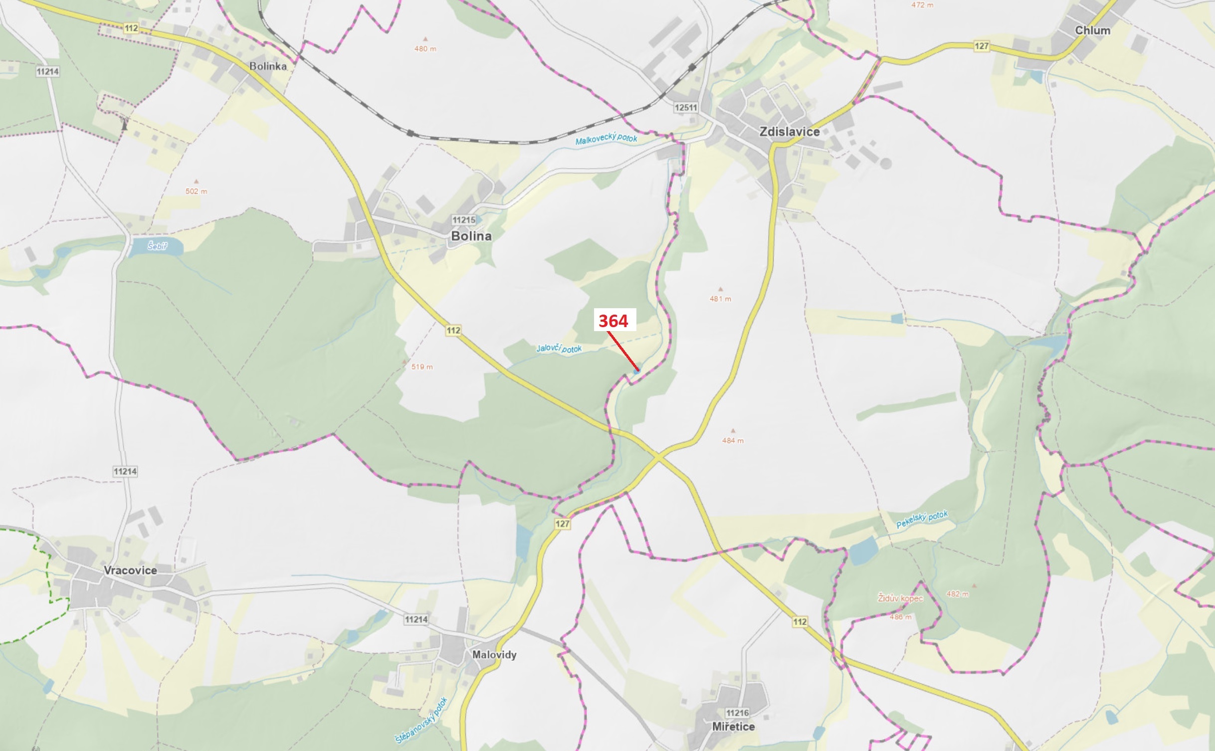 Lesní pozemek o výměře 838 m2, podíl 1/1, katastrální území Bolina, obec Vlašim, obec s rozšířenou p