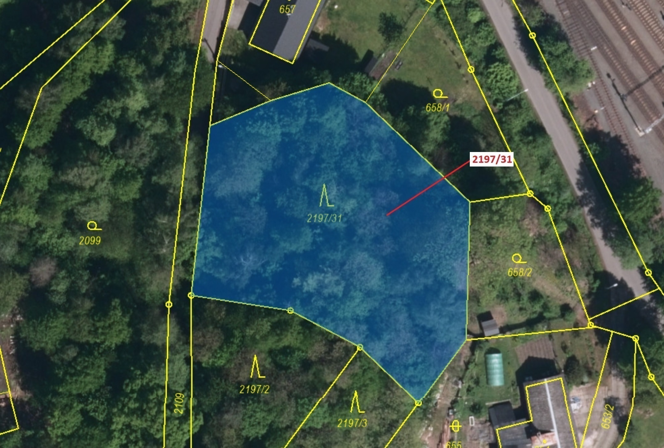 Lesní pozemek o výměře 1999 m2, podíl 1/1, katastrální území Louky nad Olší, obec Karviná, obec s ro