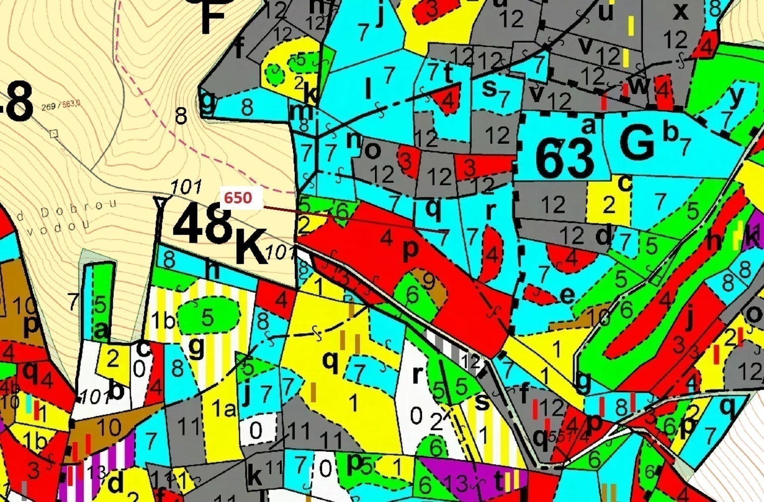 Lesní pozemek o výměře 3688 m2, podíl 1/1, katastrální území Kuřimany, obec Kuřimany, obec s rozšíře