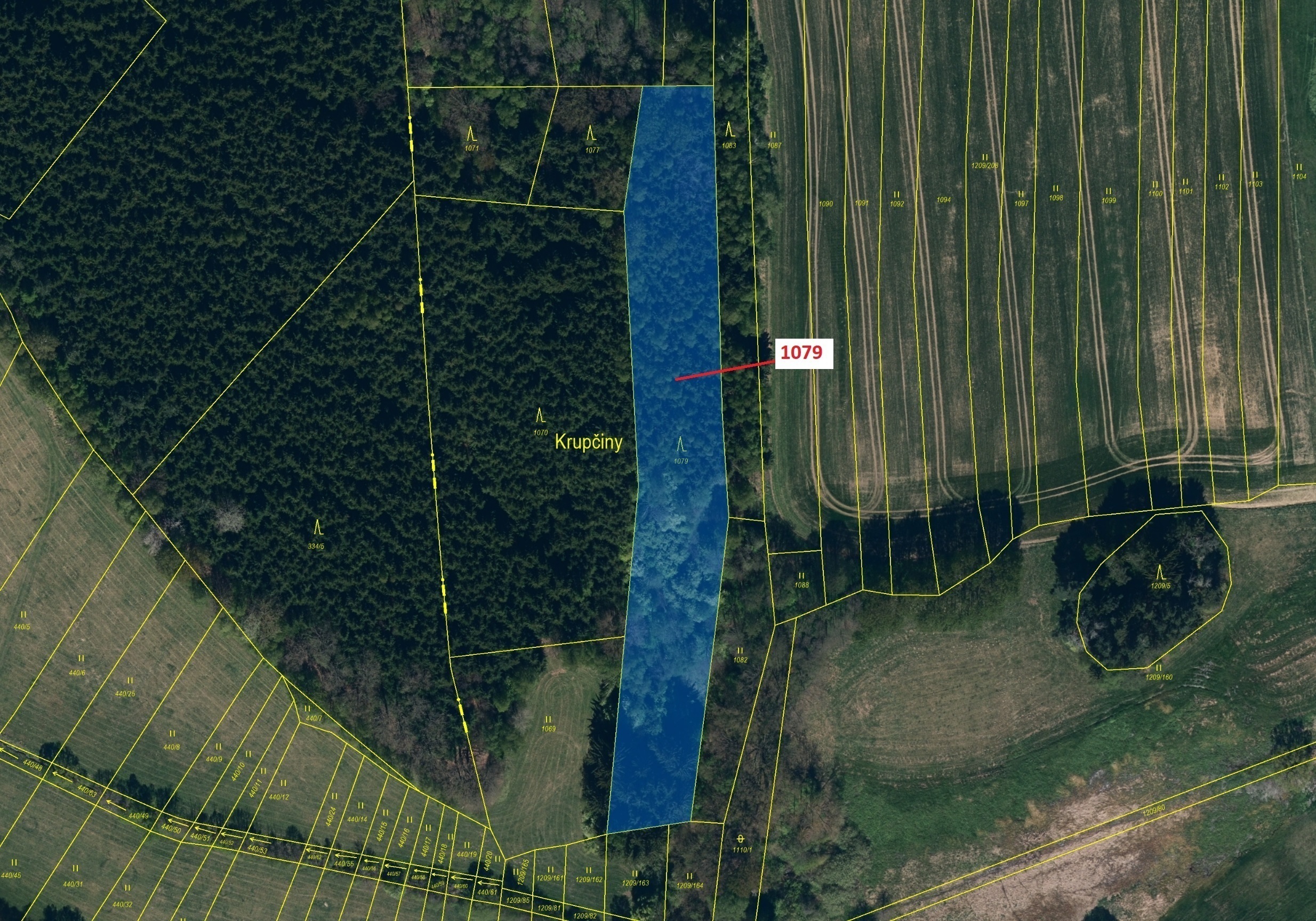 Lesní pozemek o výměře 5041 m2, podíl 1/1, katastrální území Štítné, obec Žirovnice, obec s rozšířen