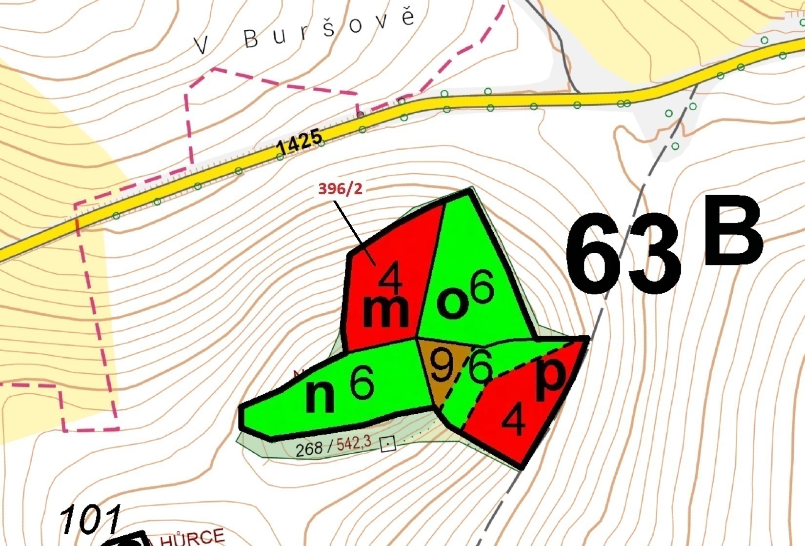 Lesní pozemek o výměře 3340 m2, podíl 1/1, katastrální území Kuřimany, obec Kuřimany, obec s rozšíře