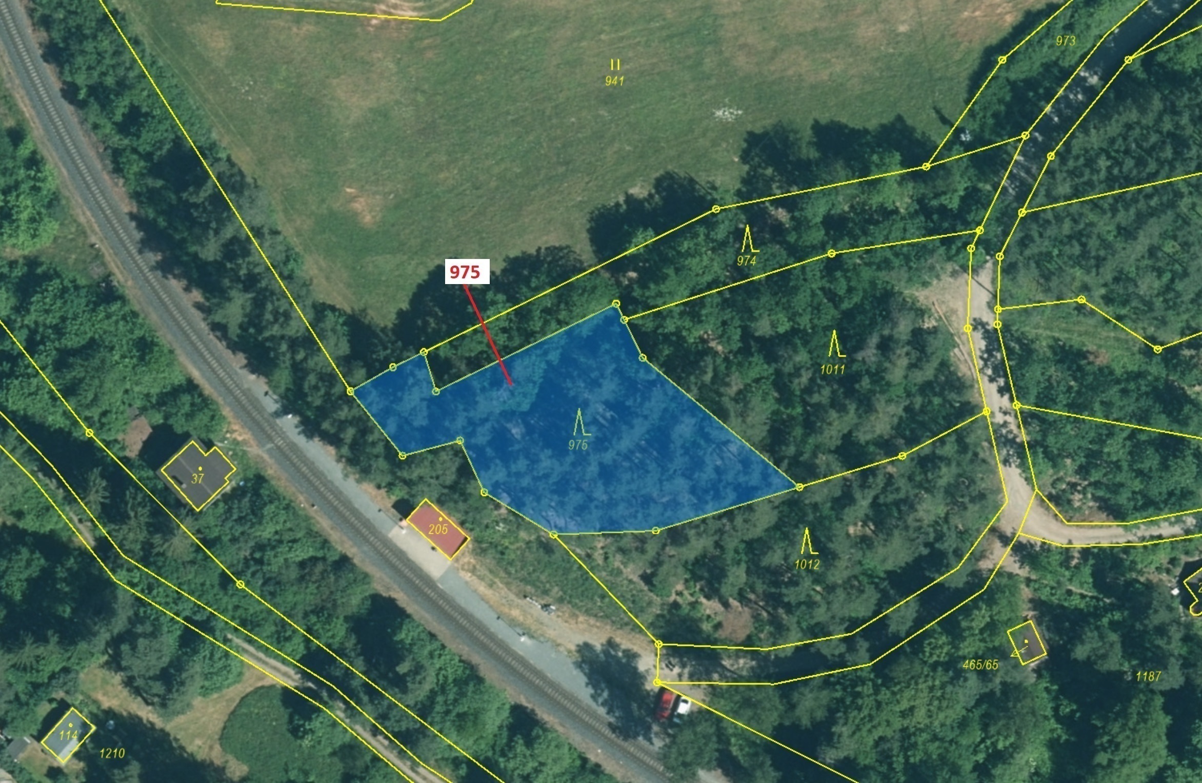 Lesní pozemek o výměře 1 287 m2, podíl 1/1, katastrální území Horní Hradiště, obec Plasy, obec s roz