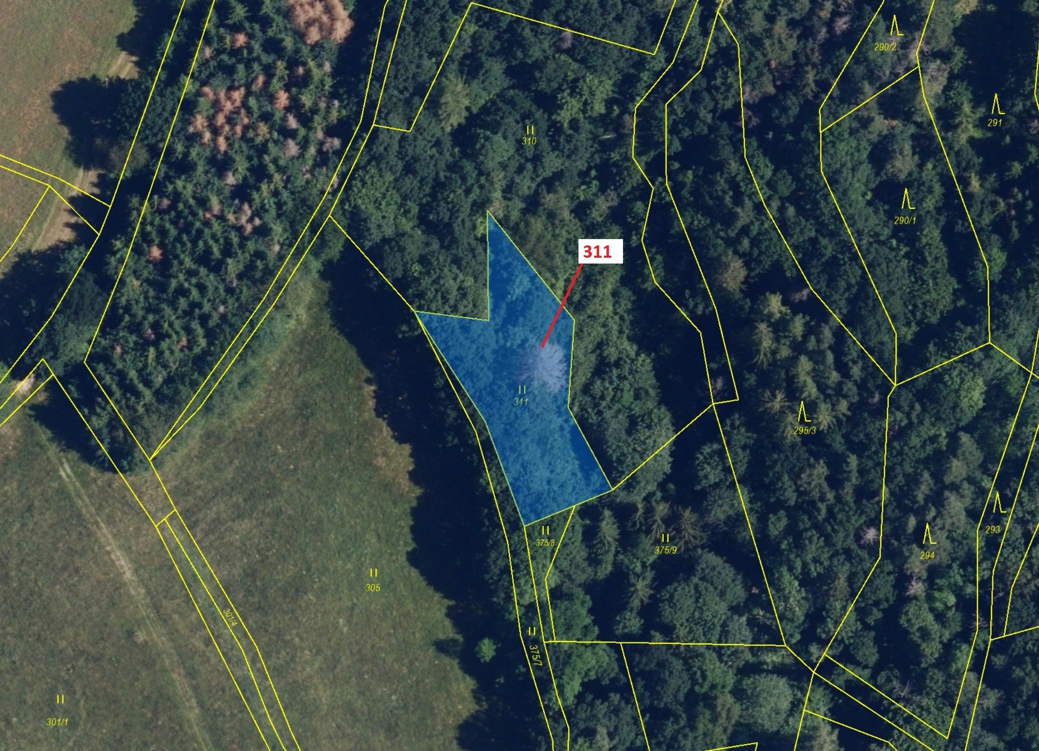 Trvalý travní porost o výměře 1043 m2, podíl 1/1, katastrální území Bezděkov nad Třebůvkou, obec Bou