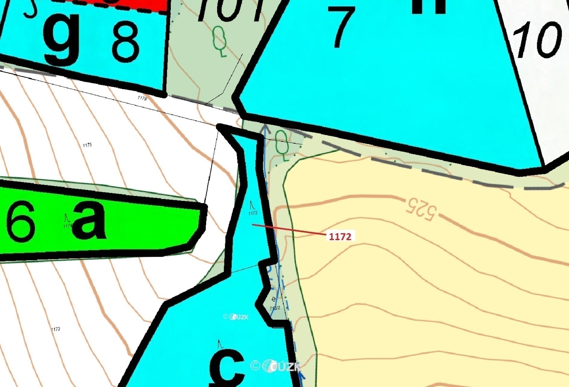 Lesní pozemek o výměře 875 m2, podíl 1/1, katastrální území Kuřimany, obec Kuřimany, obec s rozšířen