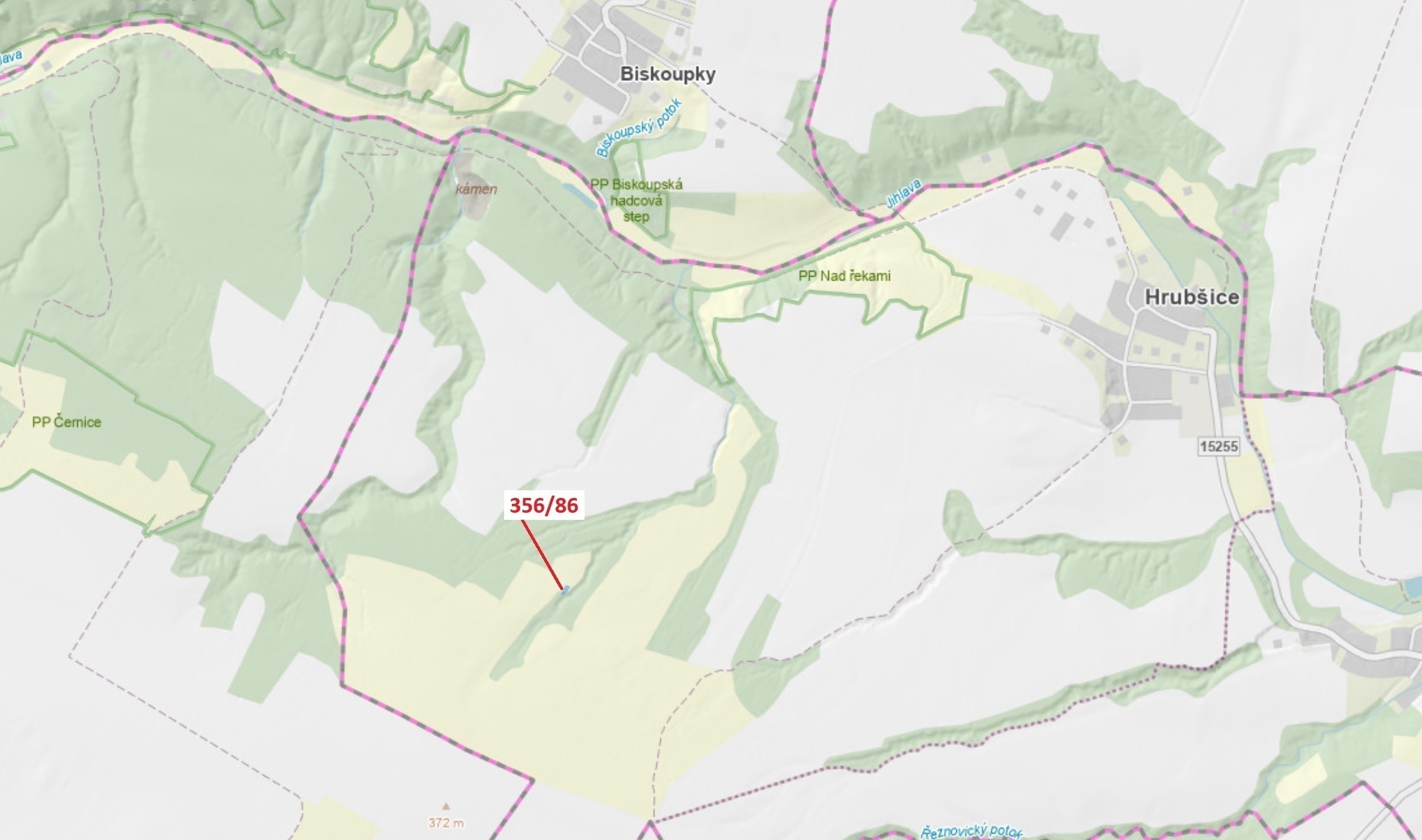 Trvalý travní porost o výměře 252 m2, podíl 1/1, katastrální území Hrubšice, obec Ivančice, obec s r