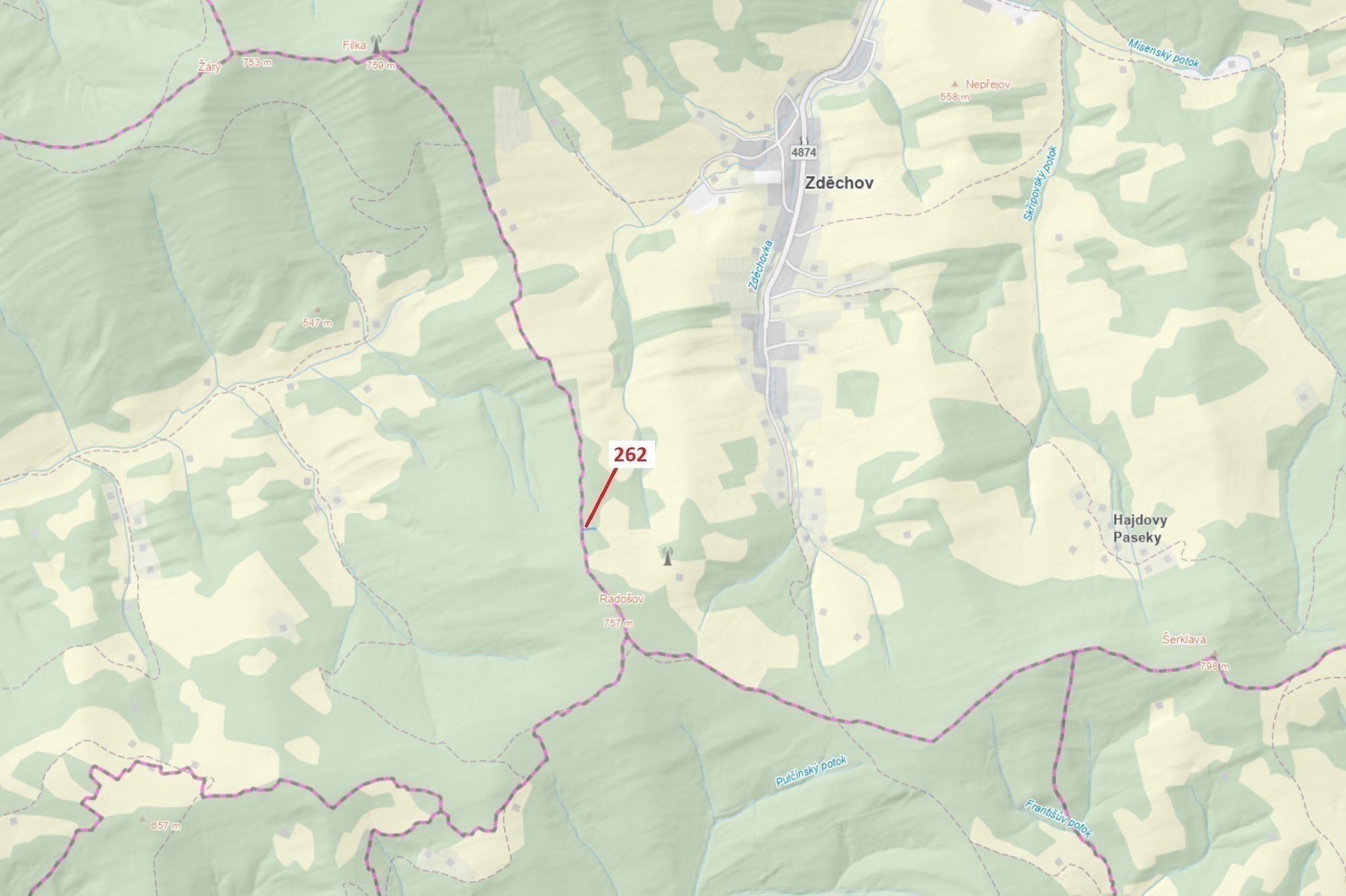 Lesní pozemek o výměře 273 m2, podíl 1/1, katastrální území Zděchov, obec Zděchov, obec s rozšířenou