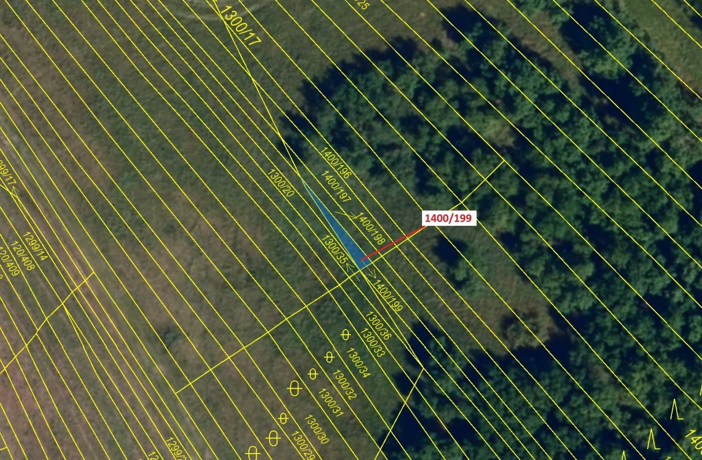 Lesní pozemek o výměře 16 m2, podíl 1/1, katastrální území Budkovice, obec Ivančice, obec s rozšířen