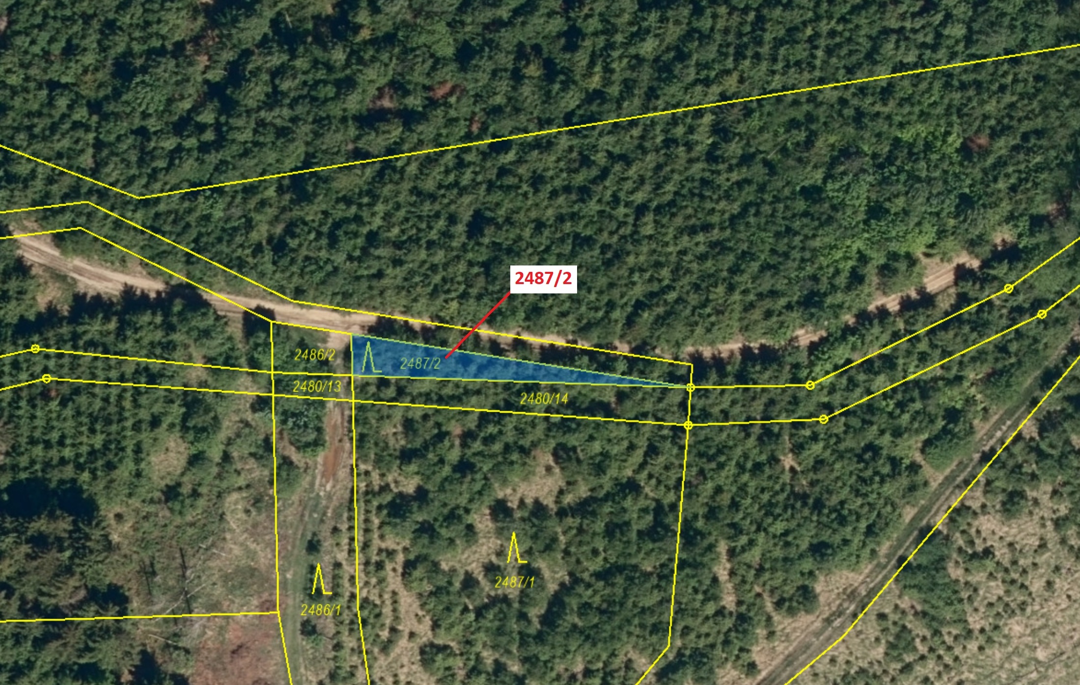 Lesní pozemek o výměře 127 m2, podíl 1/1, katastrální území Kateřinice u Vsetína, obec Kateřinice, o