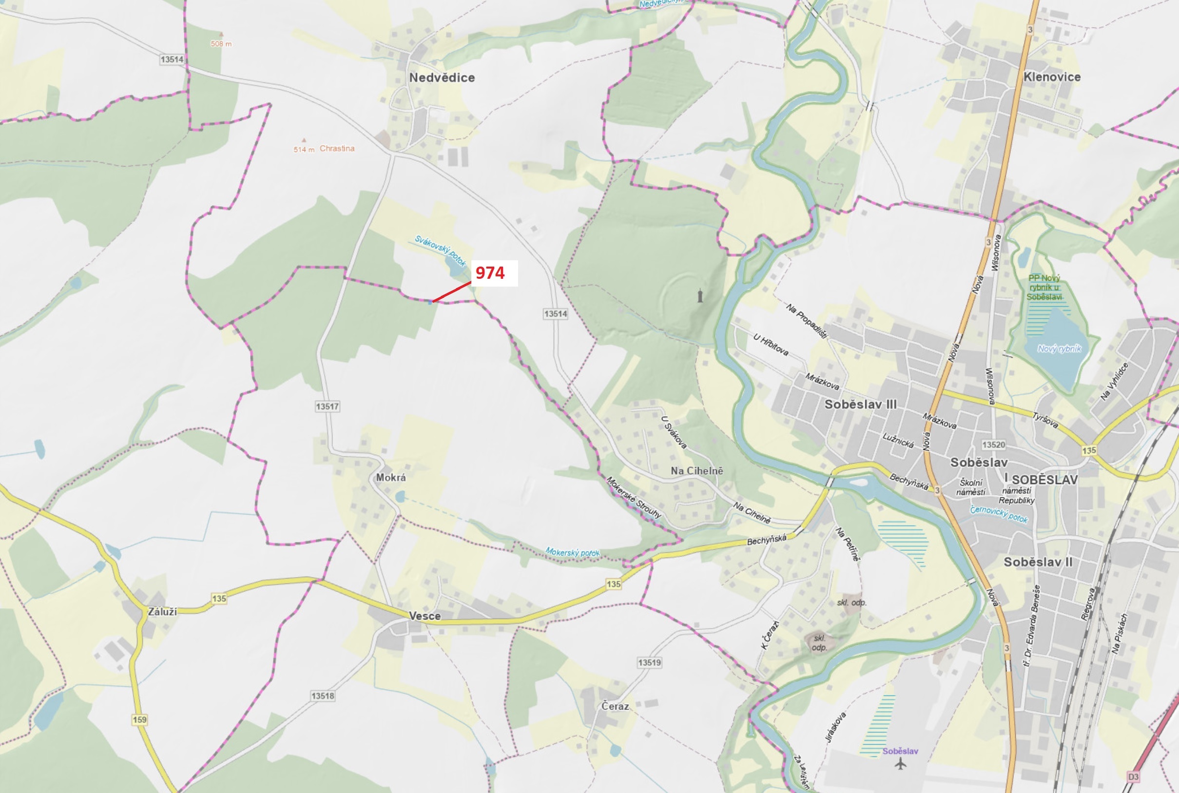 Lesní pozemek o výměře 260 m2, podíl 1/1, katastrální území Mokrá u Soběslavi, obec Vesce, obec s ro